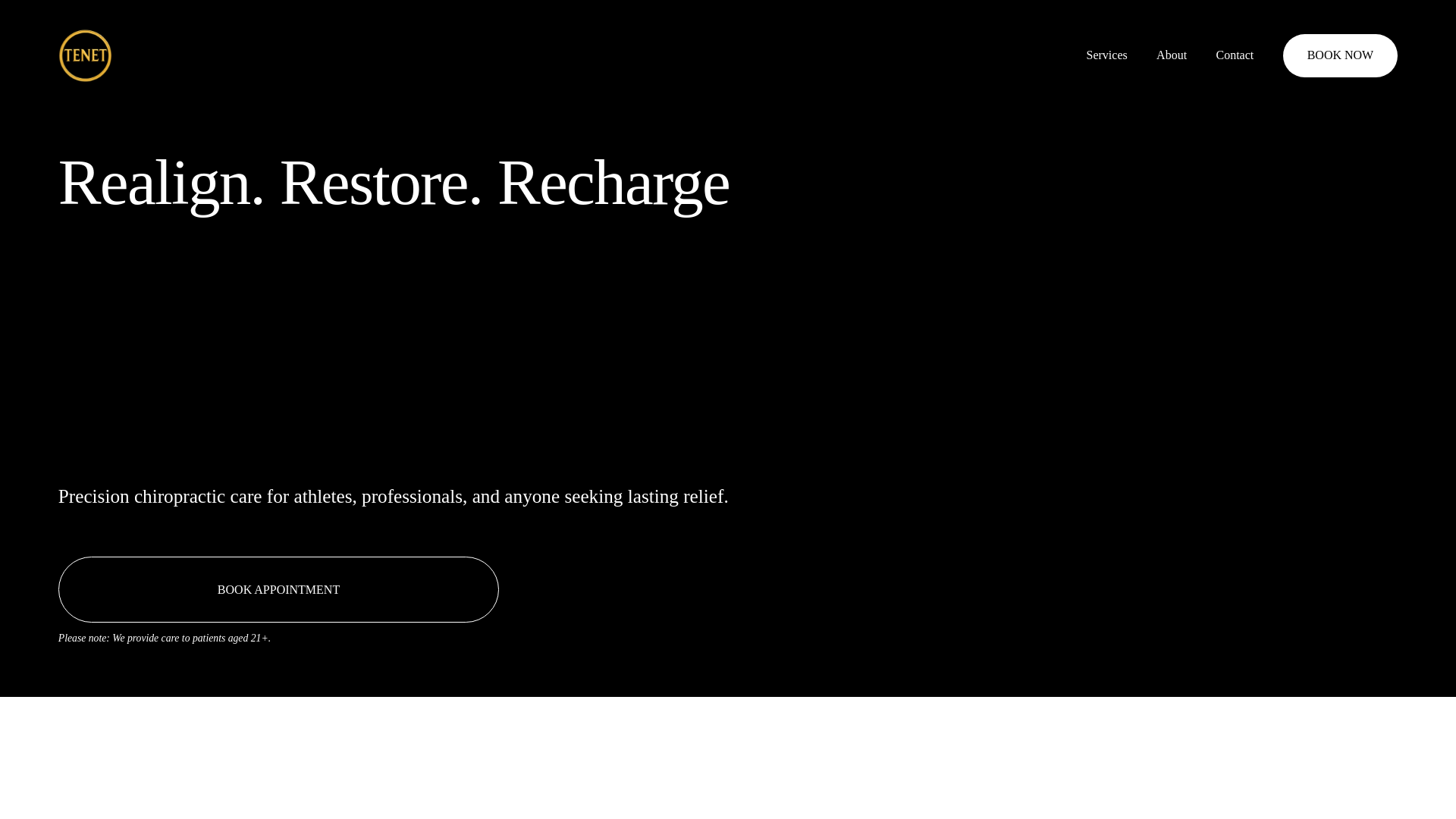 website screenshot of https://tenetchiropractic.com/