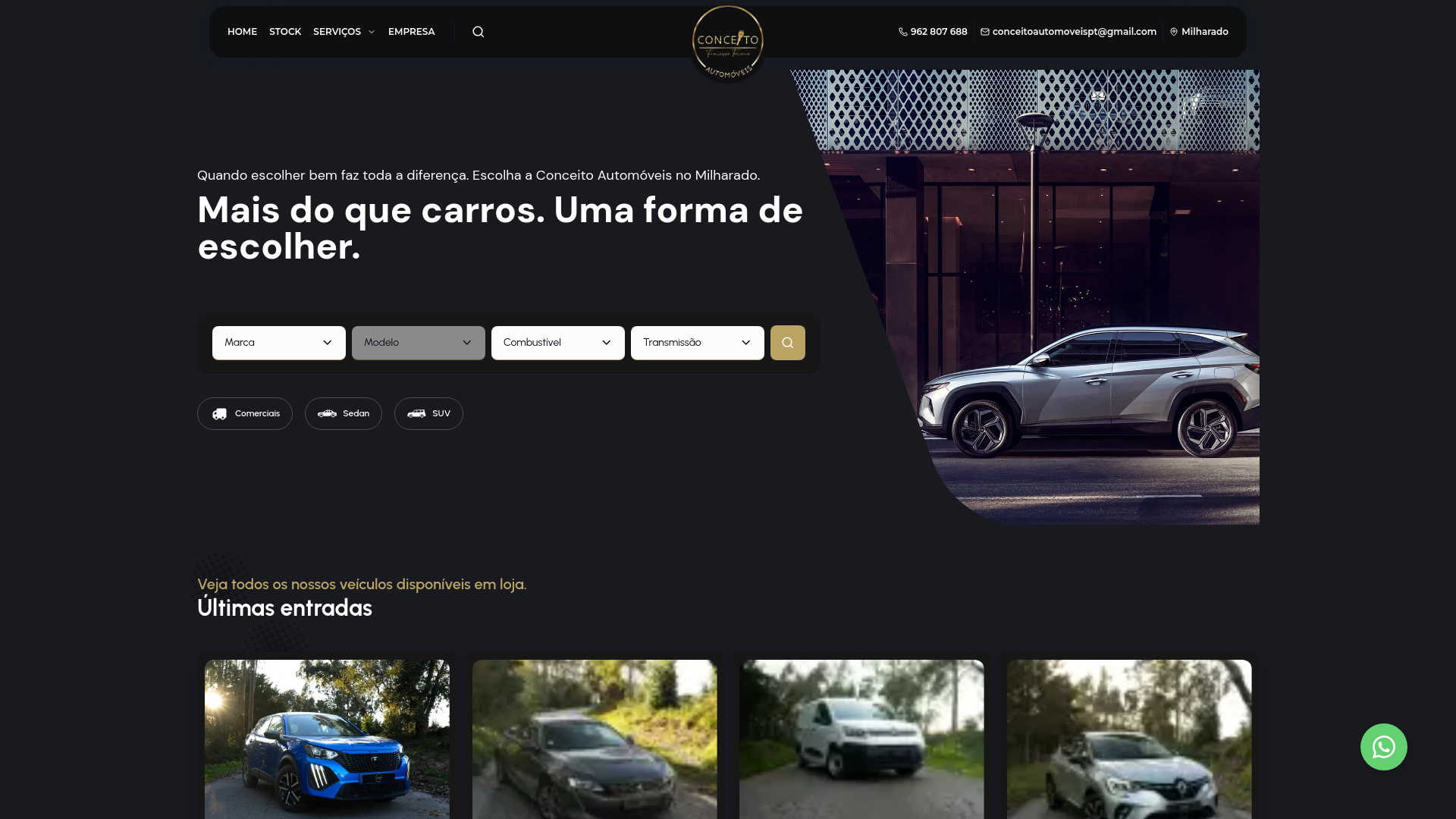 website screenshot of https://conceitoautomoveis.pt/