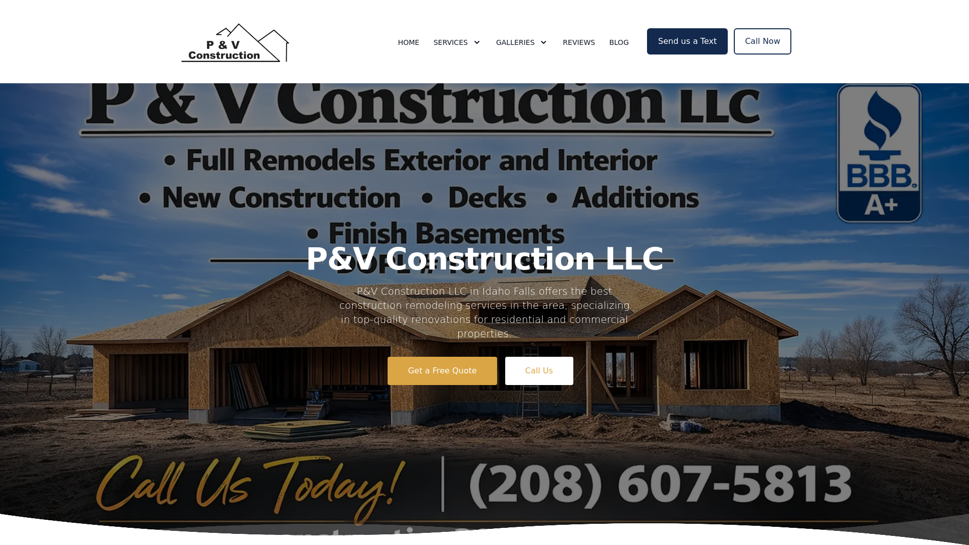 website screenshot of https://pvconstructionid.com