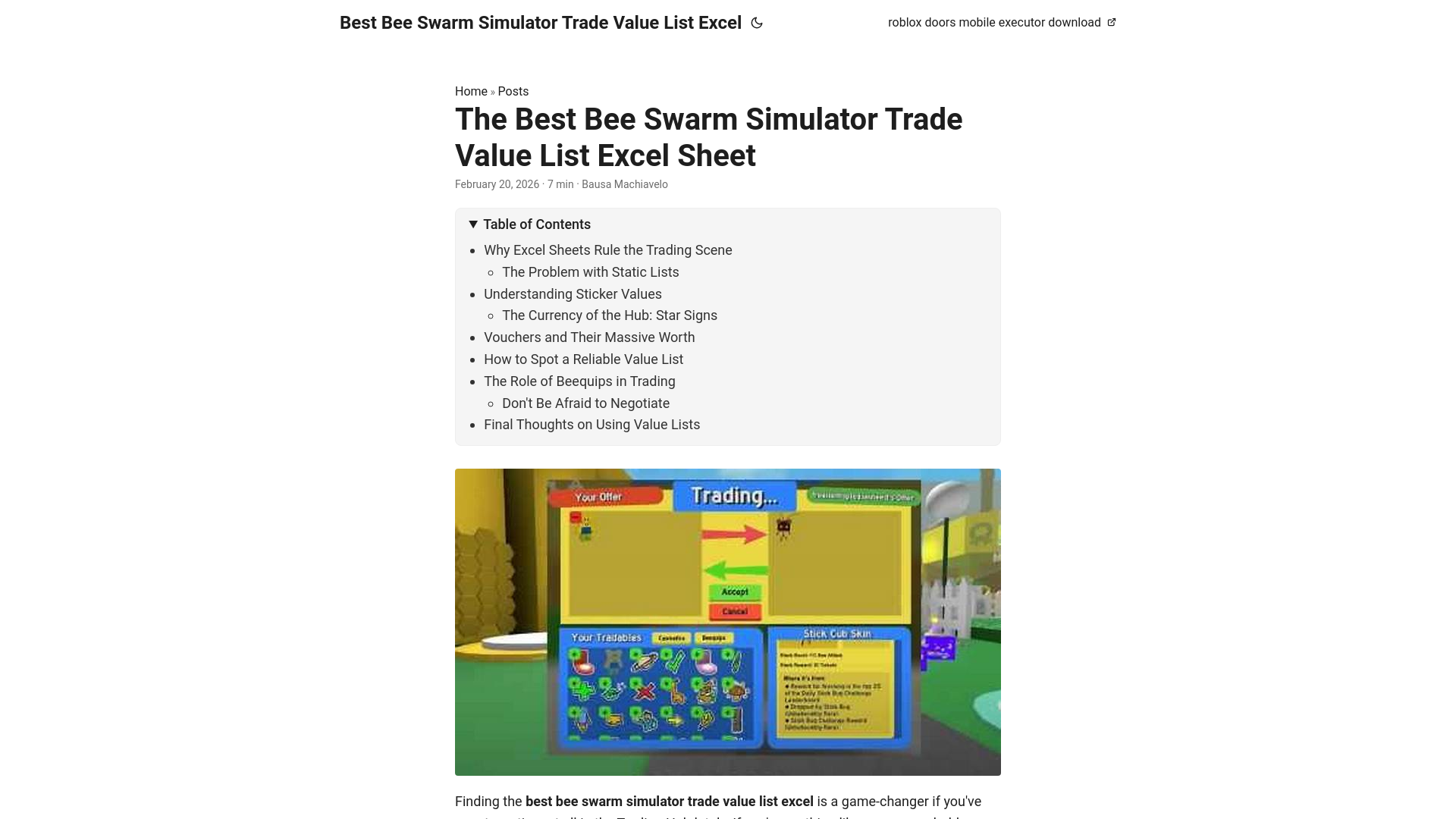 website screenshot of https://best-bee-swarm-simulator-trade-value-list-excel.pages.dev/