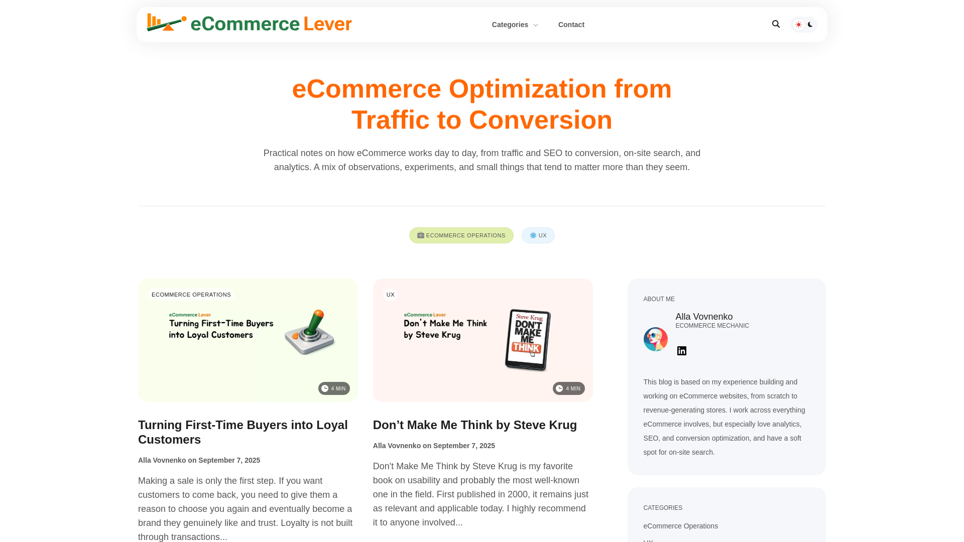 website screenshot of https://ecommercelever.com/