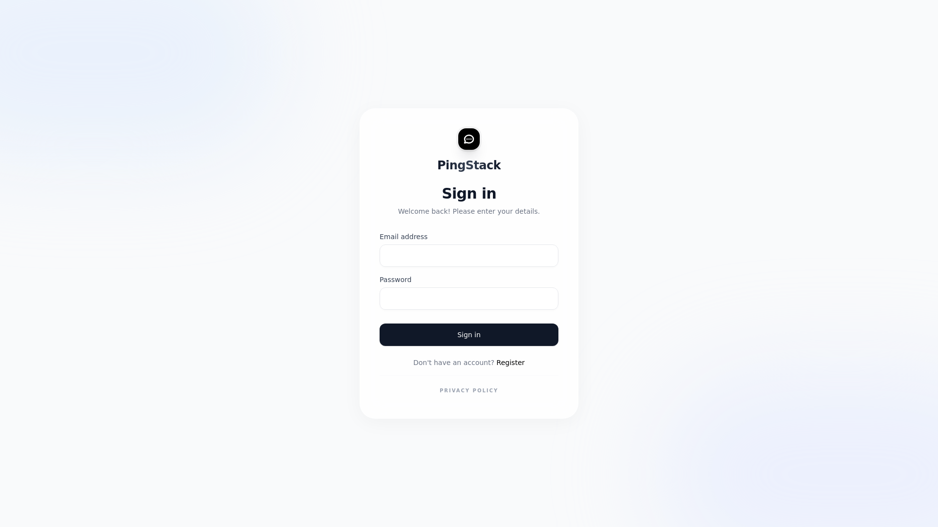 website screenshot of https://pingstack.in/
