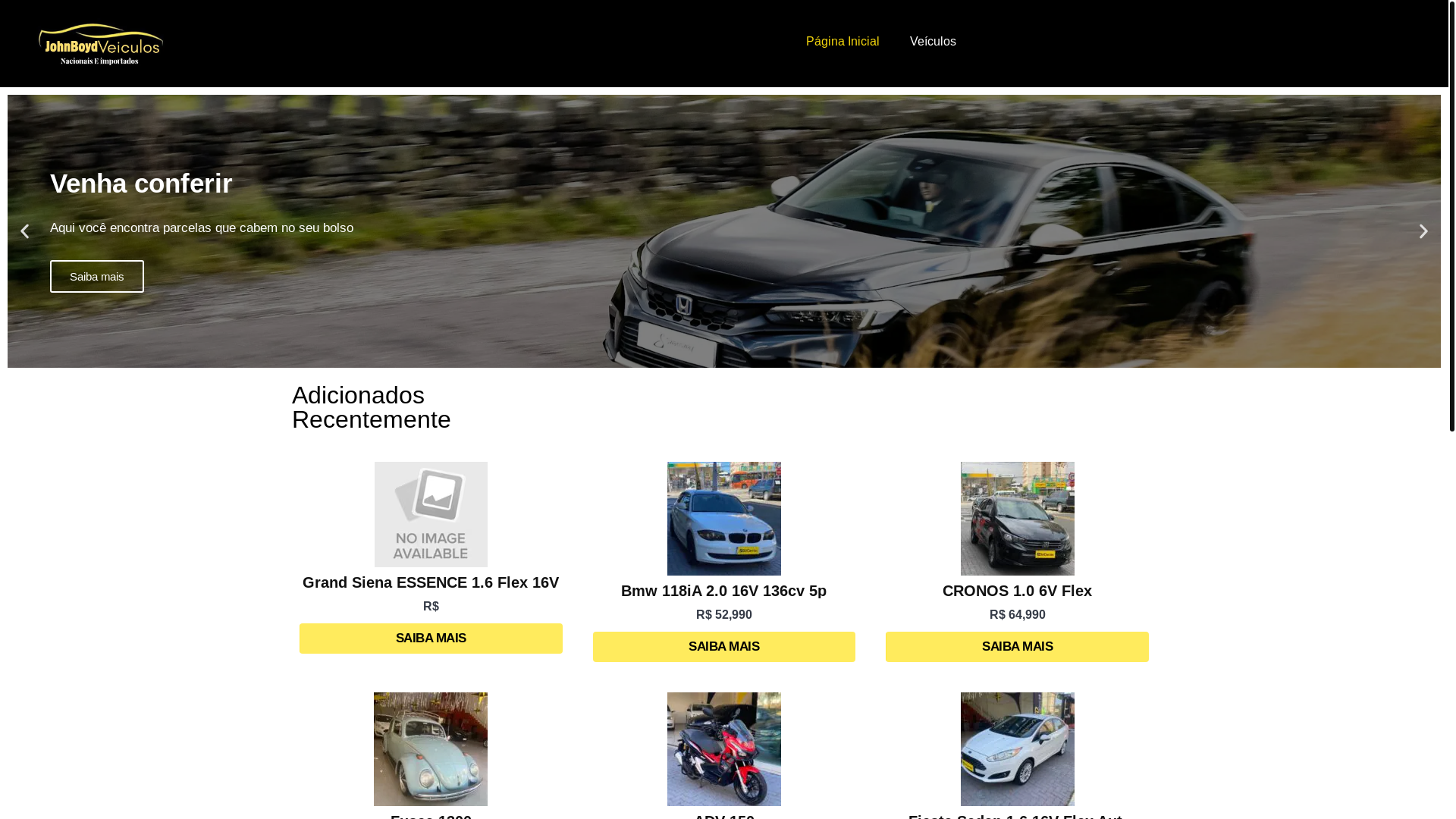 website screenshot of https://johnboydveiculos.com.br/
