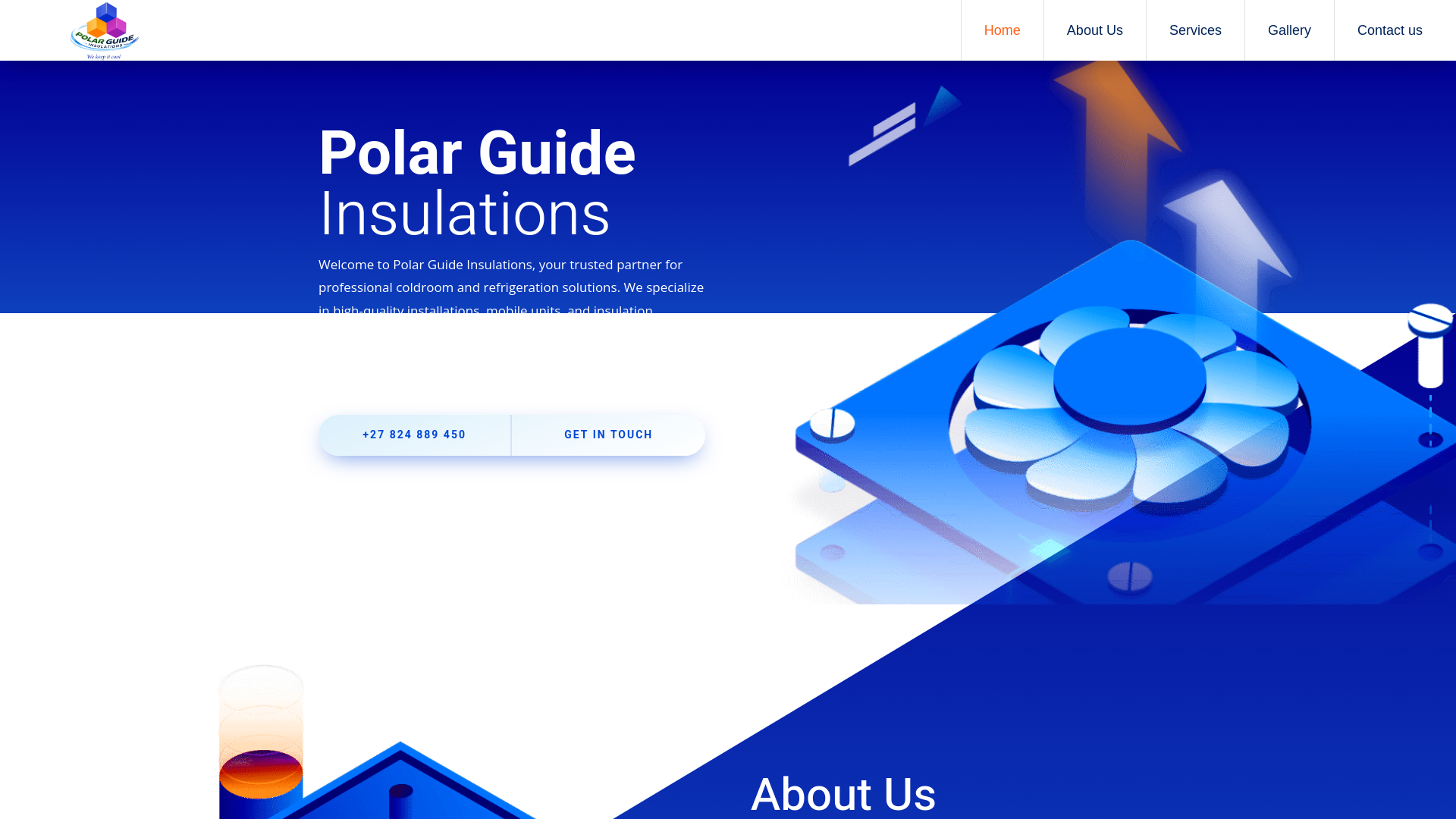 website screenshot of https://polarguideinsulation.co.za/