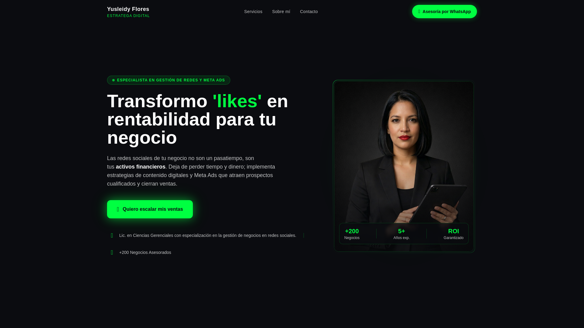 website screenshot of https://yusleidyfloresplanes.com