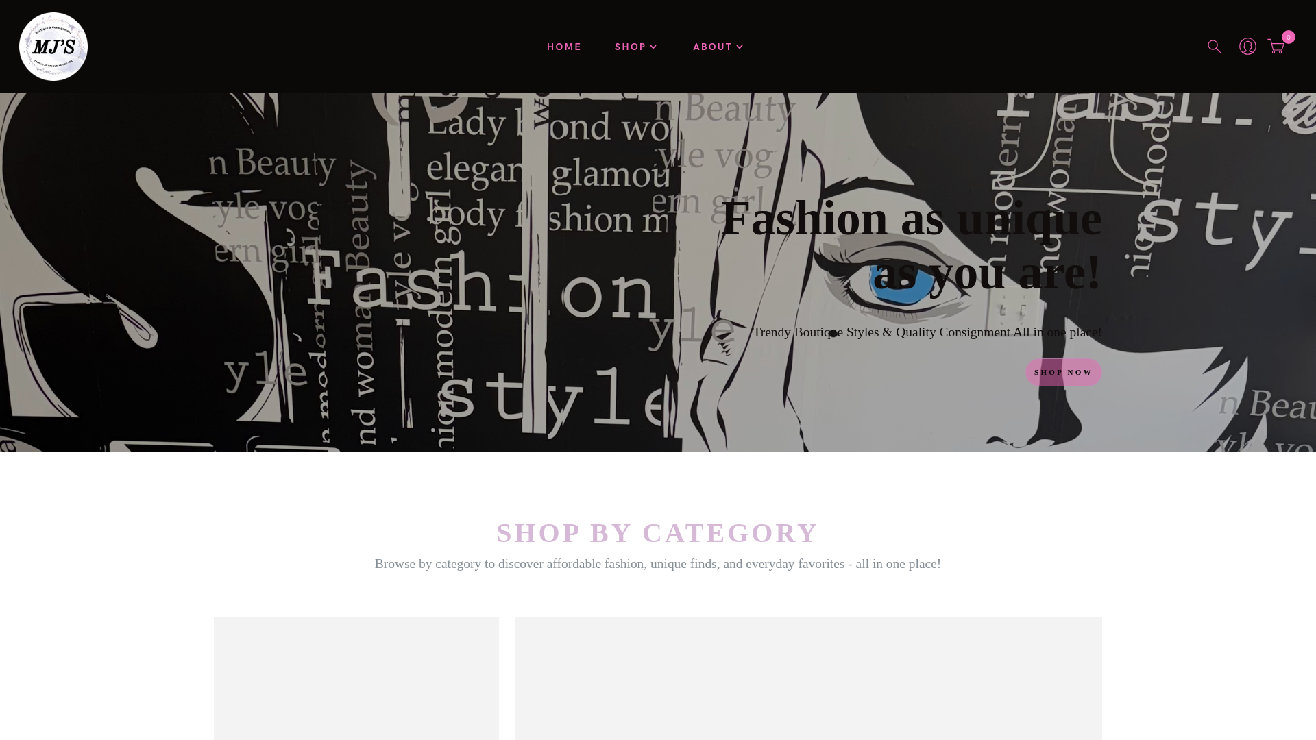 website screenshot of https://mjsboutiqueconsignment.com