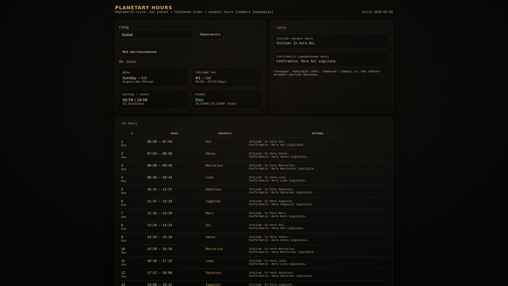 website screenshot of https://planetary-hours.pages.dev/
