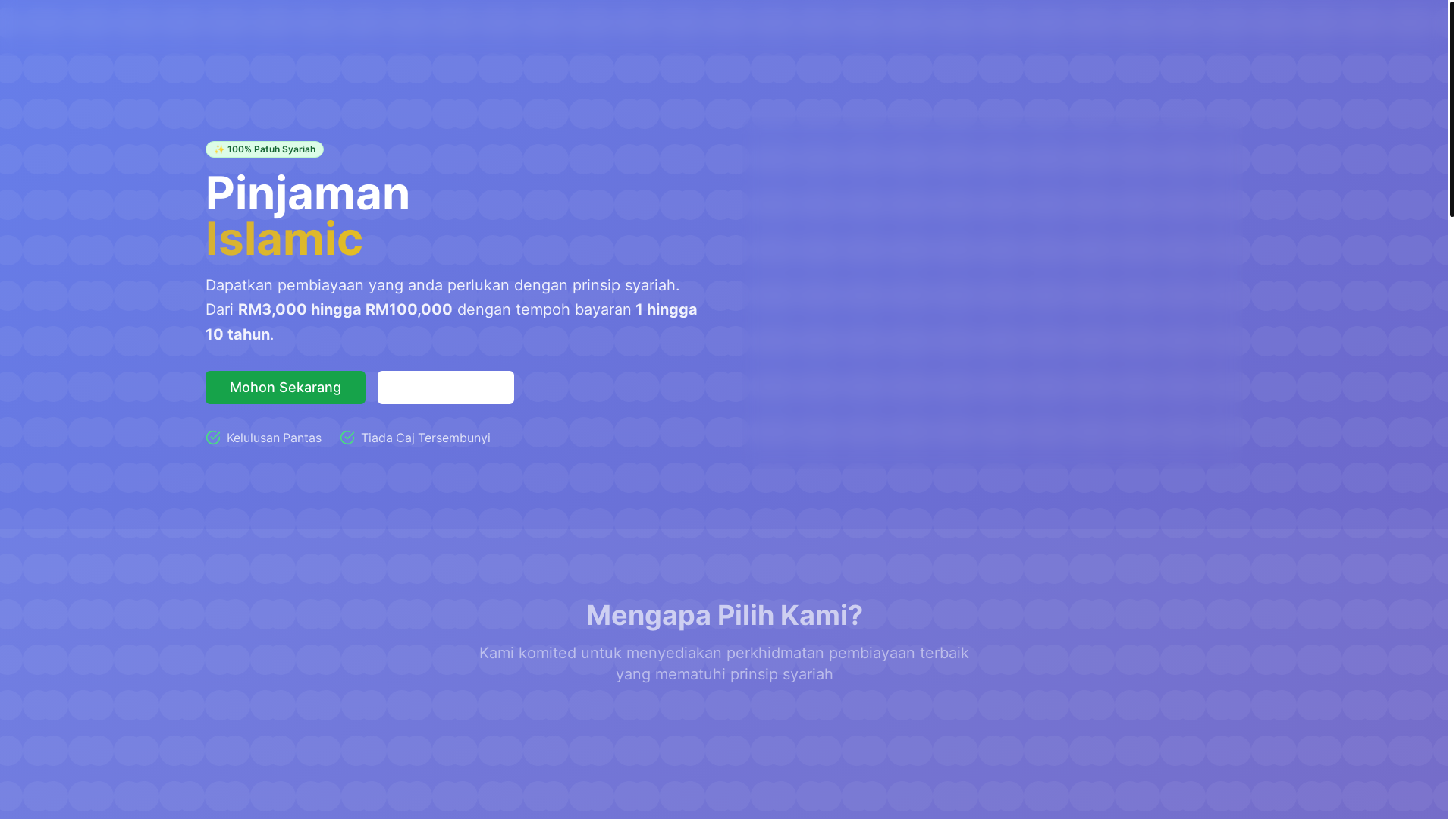 website screenshot of https://pinjamanwangislamic.com/
