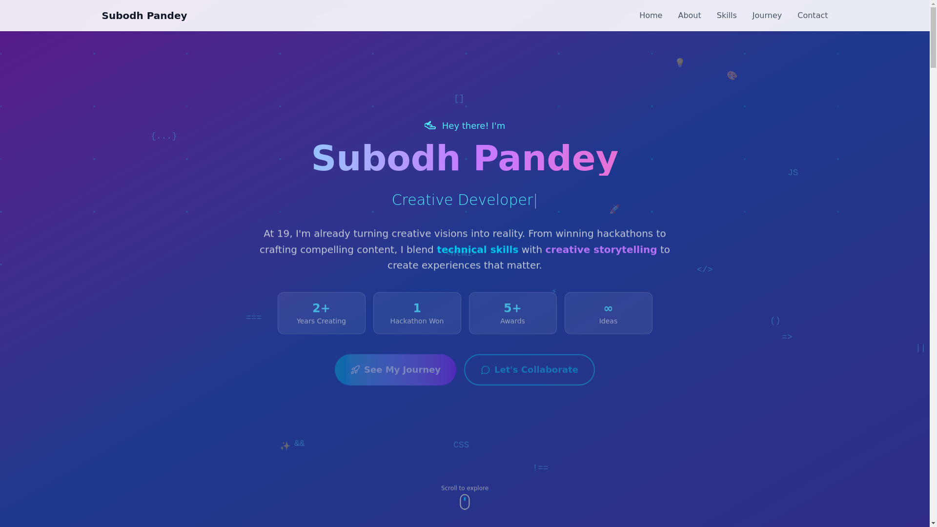 website screenshot of https://subodhcv.pages.dev/