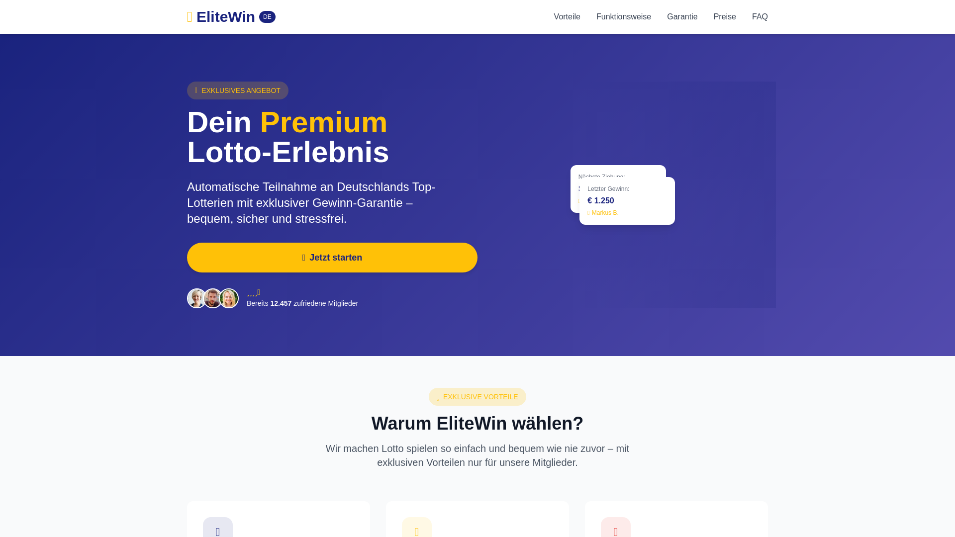 website screenshot of https://www.elitewin-deutschland.com/