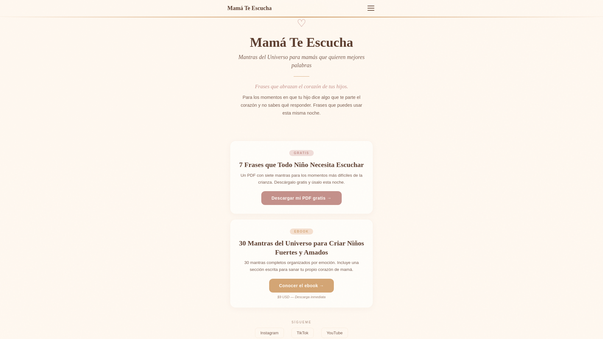 website screenshot of https://mamateescucha.com