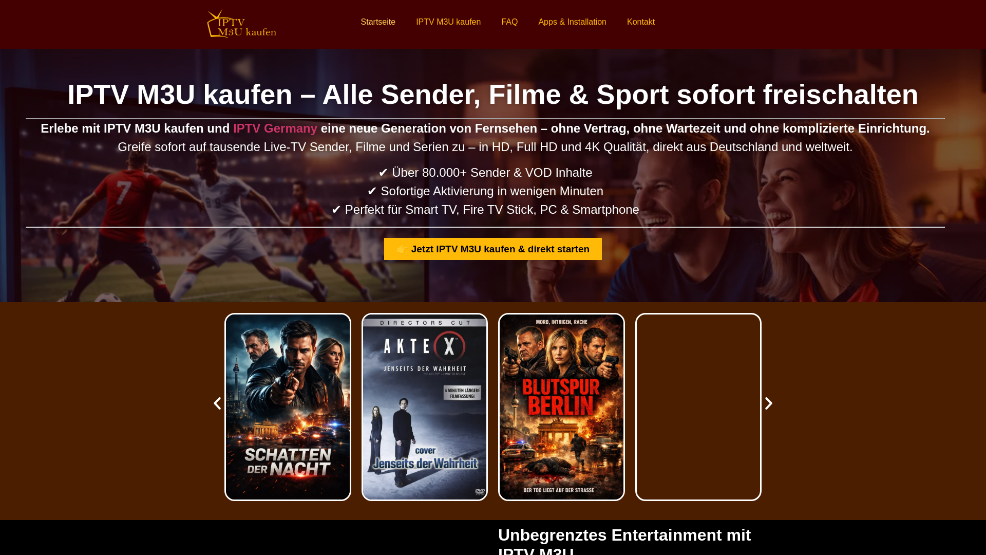 website screenshot of https://iptv-m3u-kaufen.de/