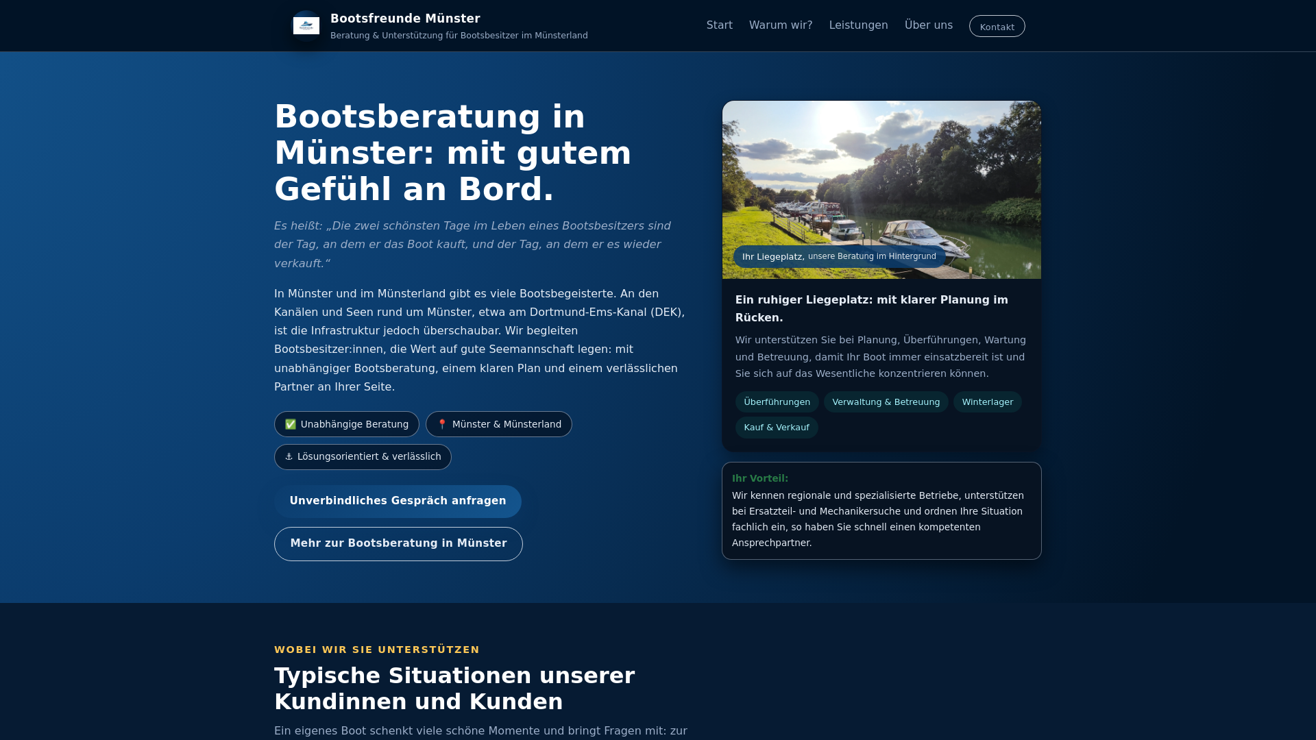 website screenshot of https://bootsberatung-muenster.de/