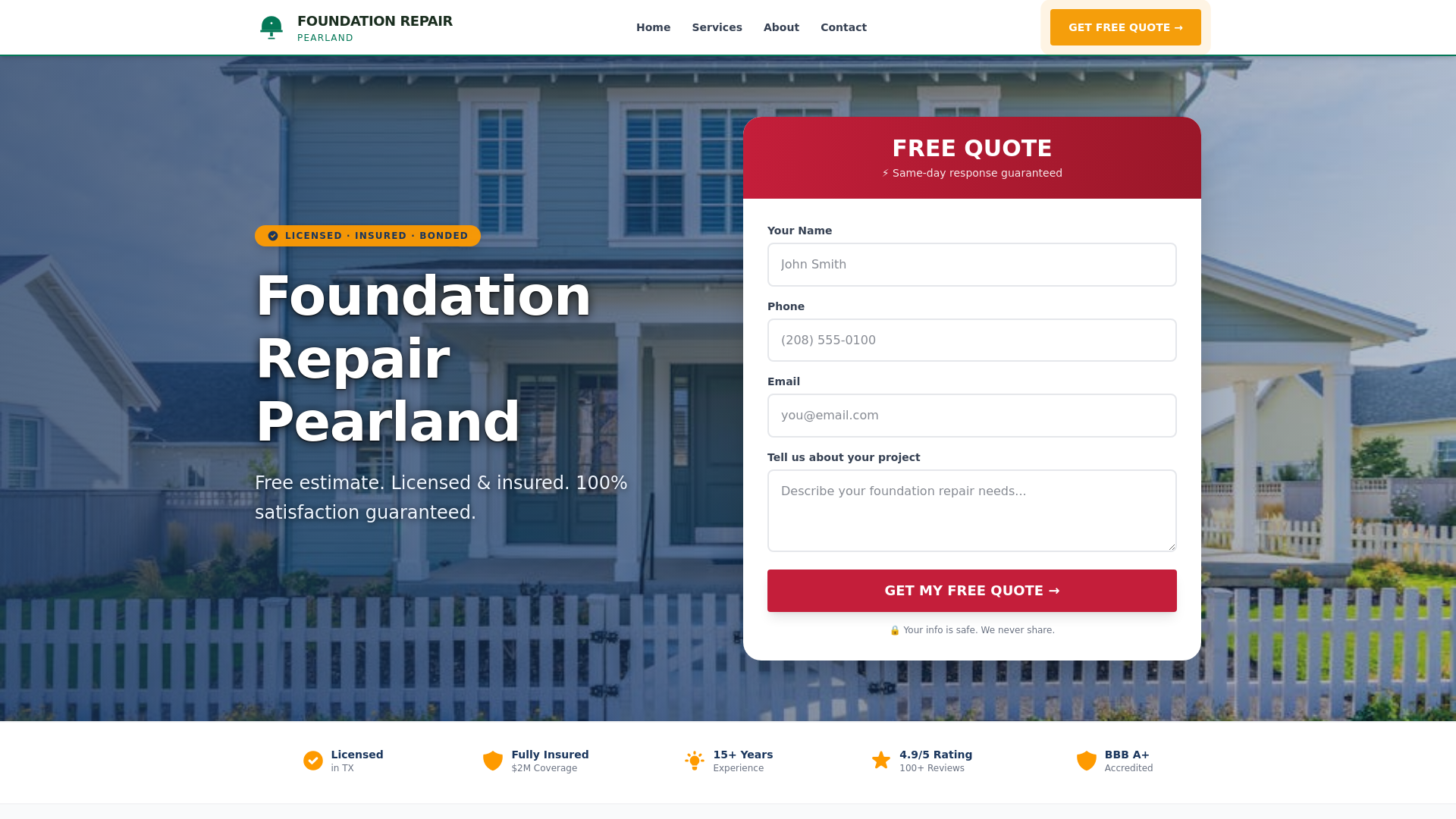 website screenshot of https://foundationrepairpearland.pages.dev/