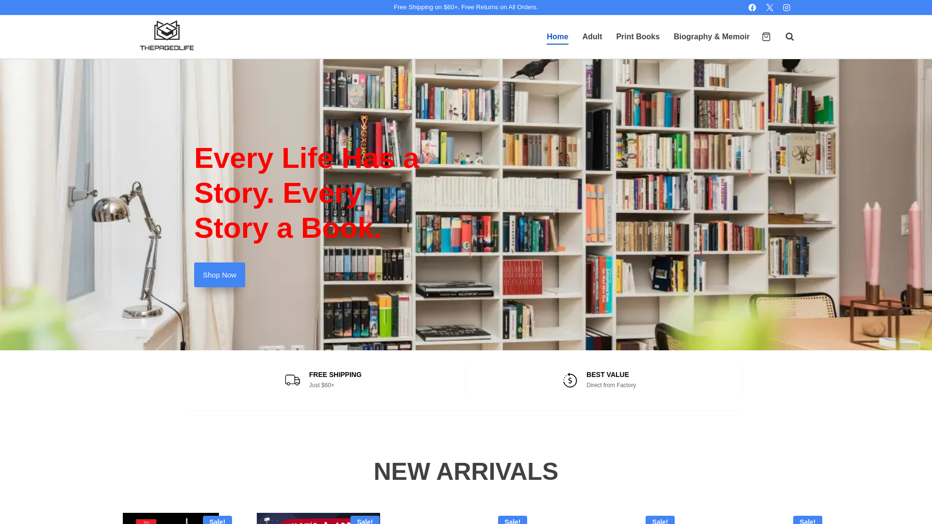 website screenshot of https://thepagedlife.com/