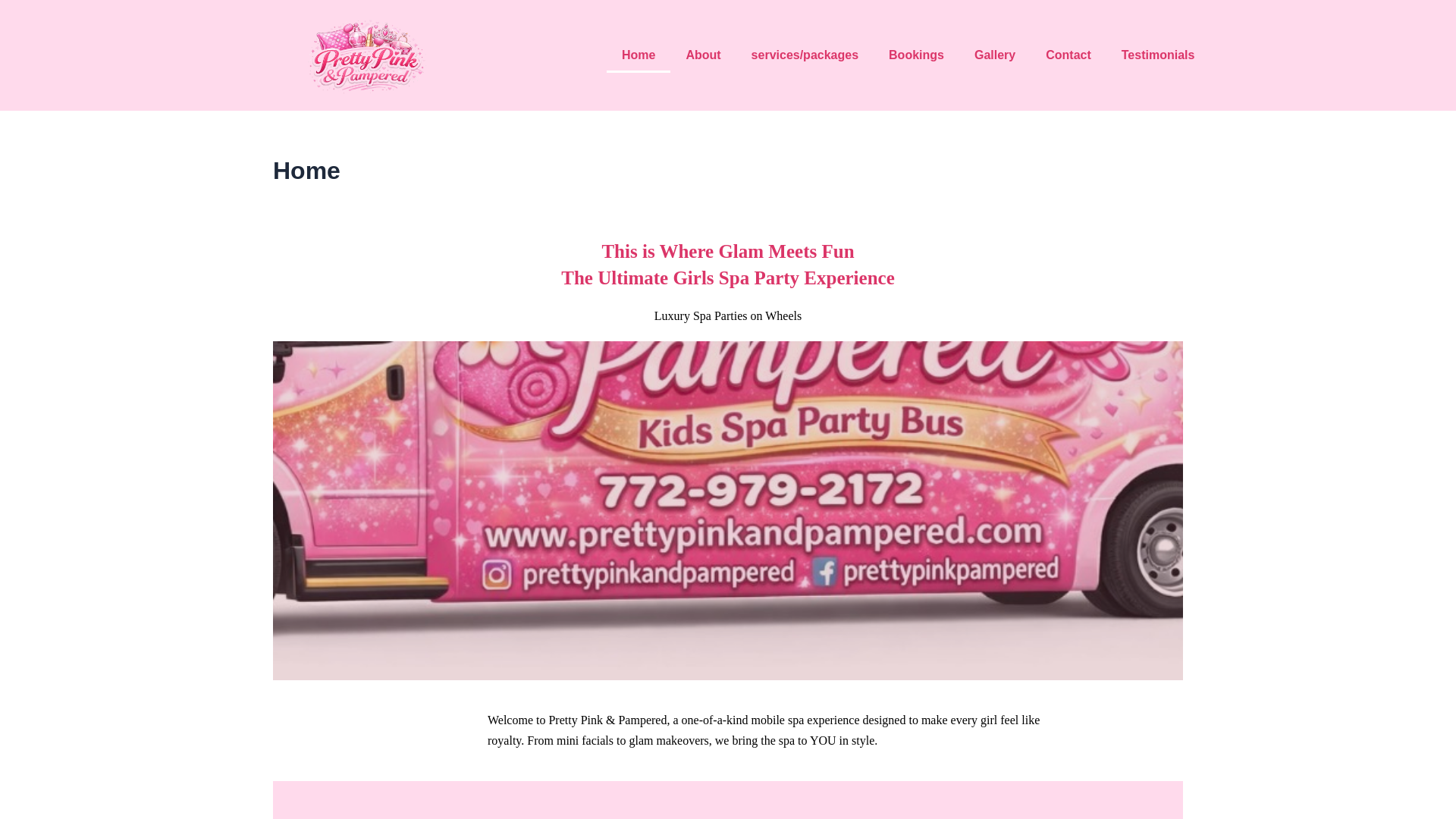 website screenshot of https://prettypinkandpampered.com/
