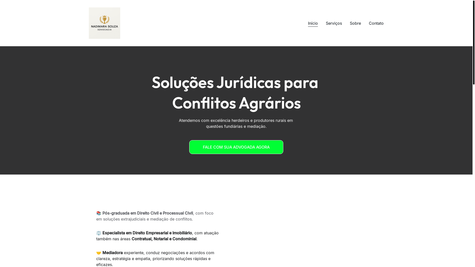 website screenshot of https://nadimarasouzaadv.com.br/