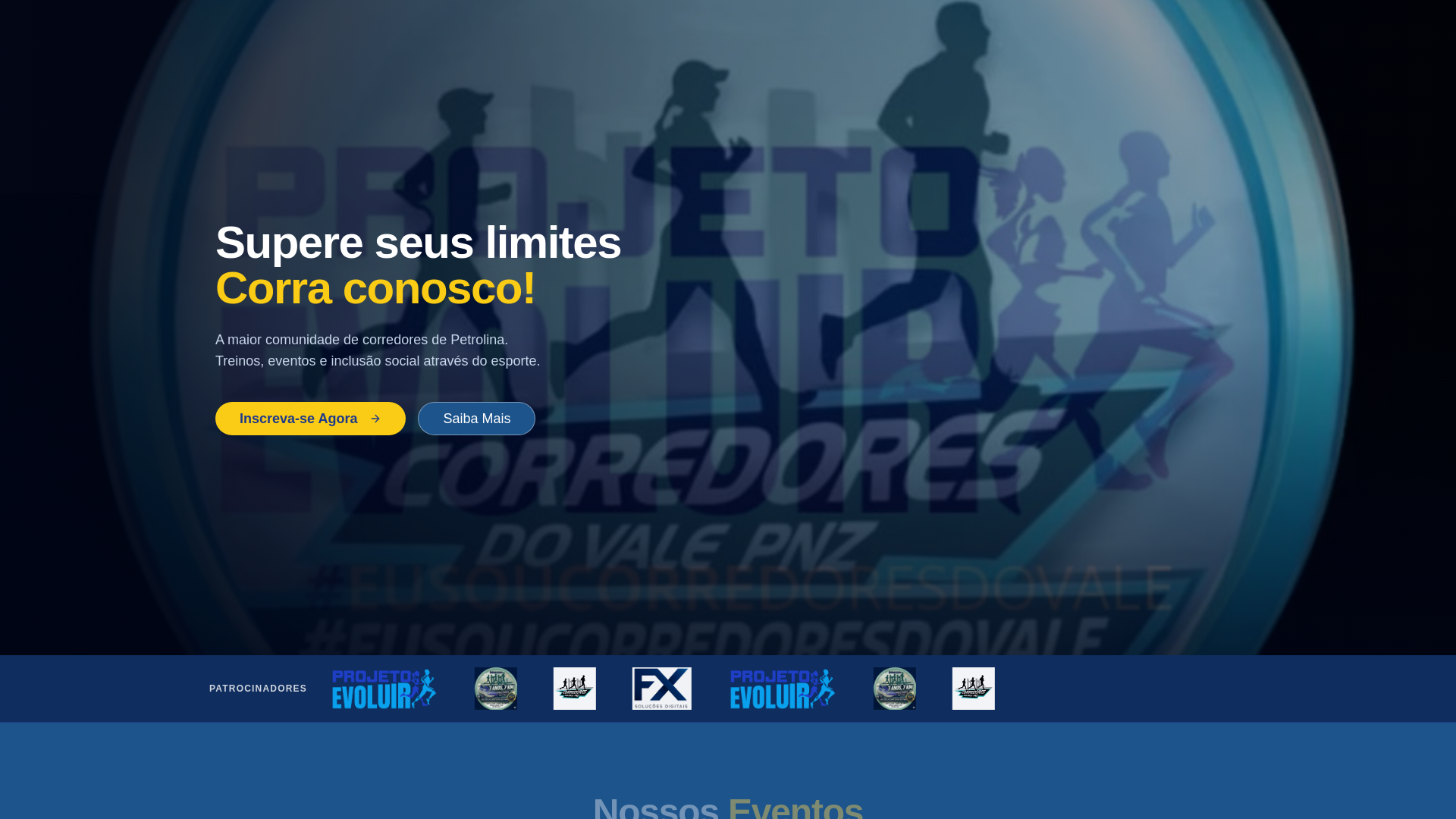 website screenshot of https://corredoresdovalepnz.com.br
