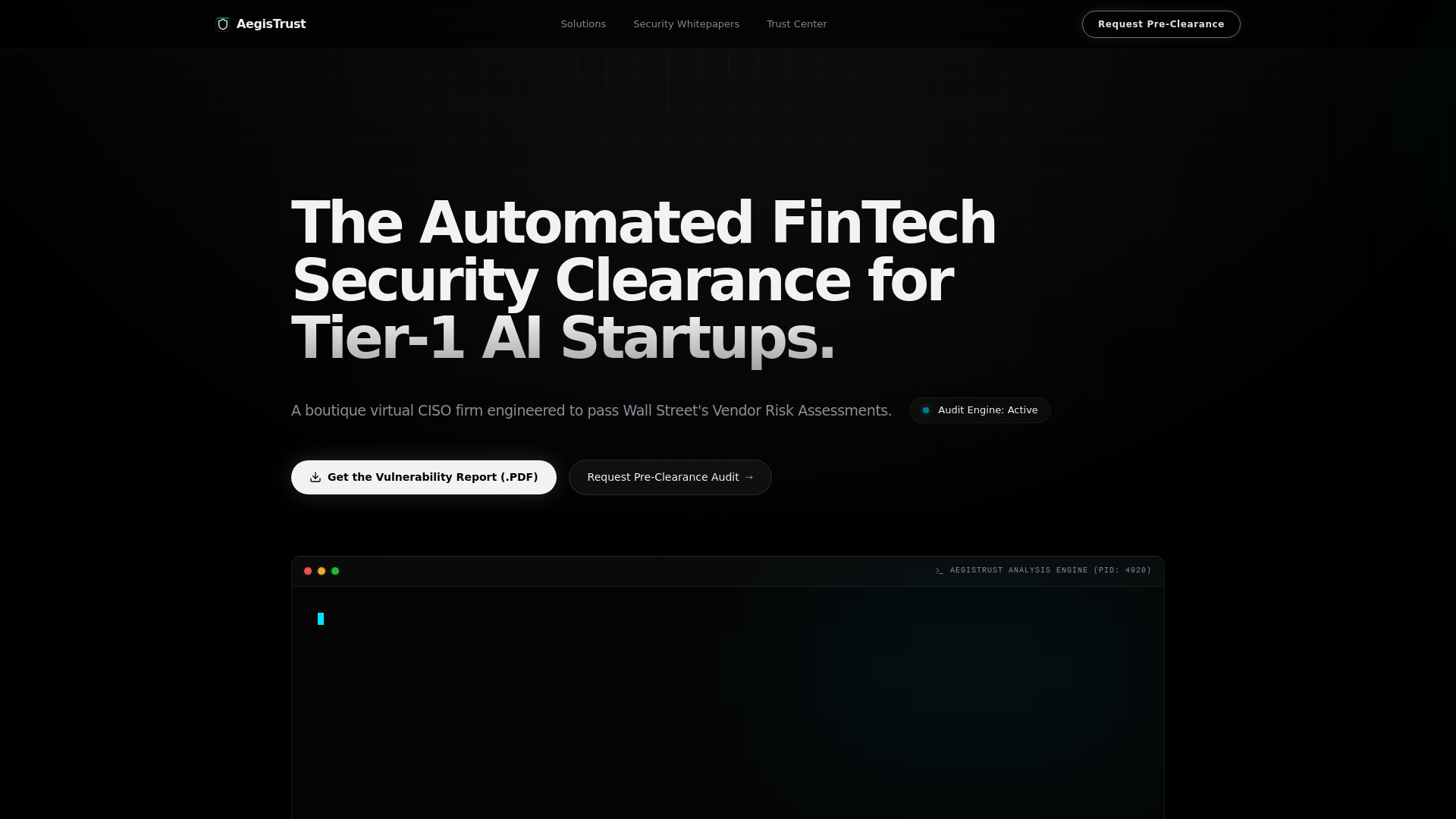 website screenshot of https://aegistrust.ai/