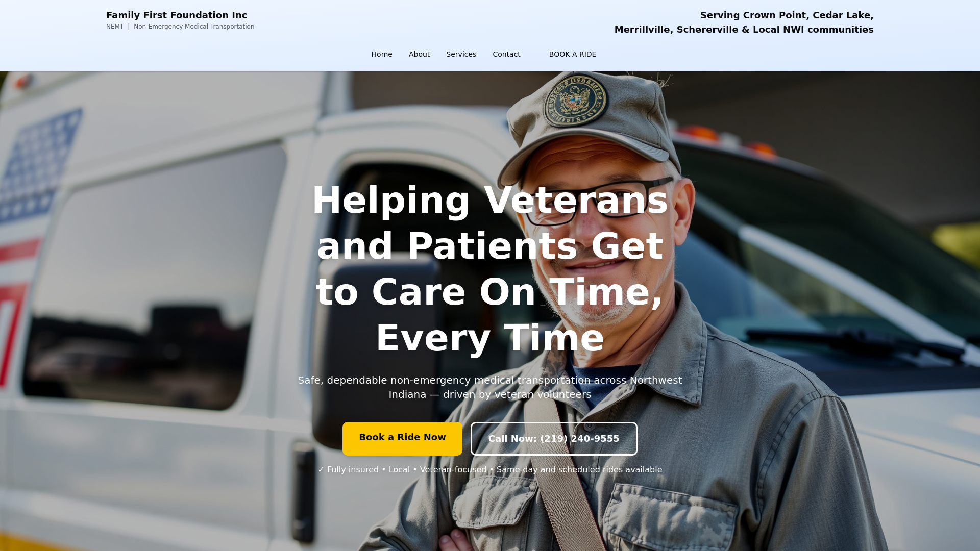 website screenshot of https://orderyourride.com/