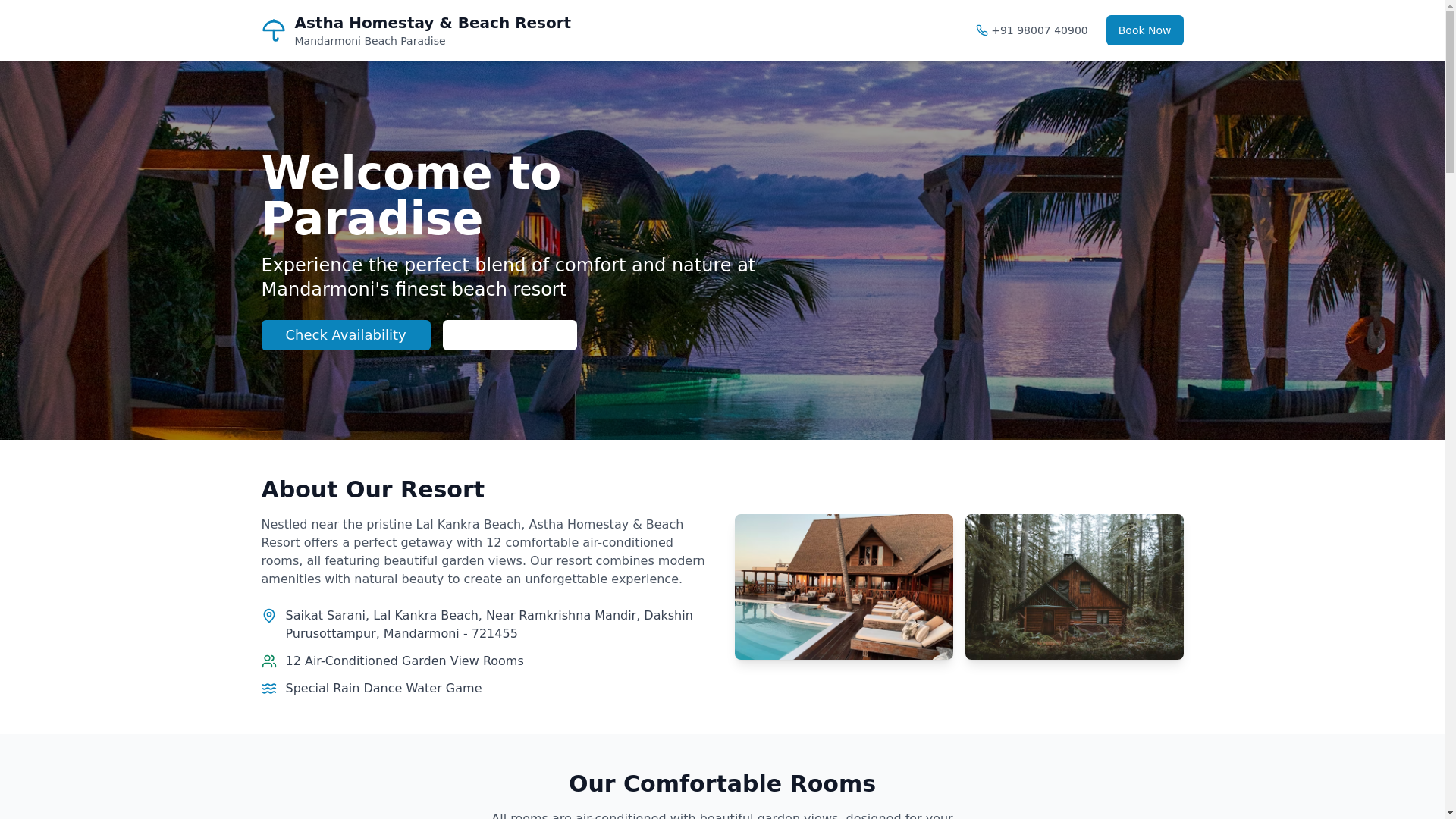website screenshot of https://asthahomestay.org/