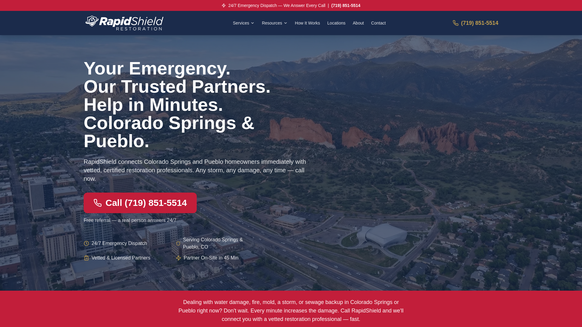 website screenshot of https://rapidshieldrestoration.com/