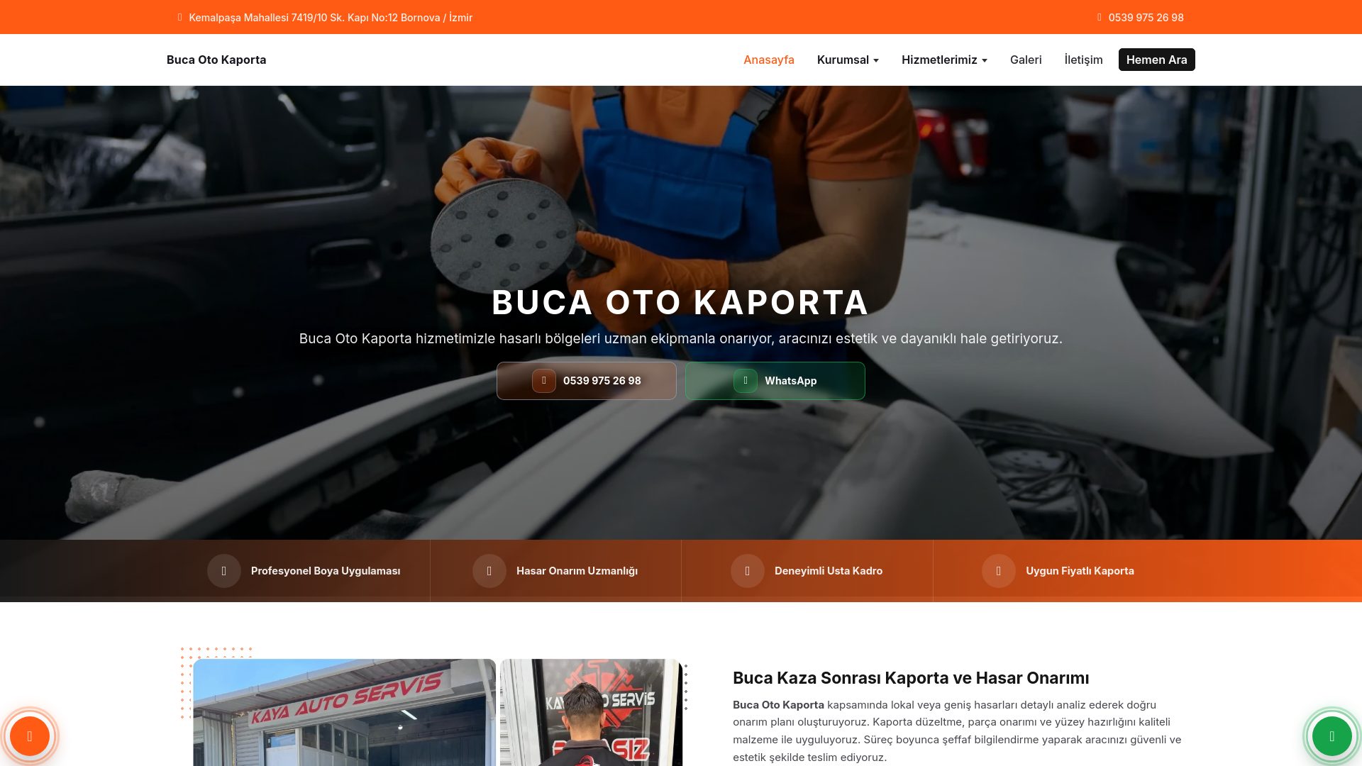 website screenshot of https://kemalpasaotokaporta.com.tr/