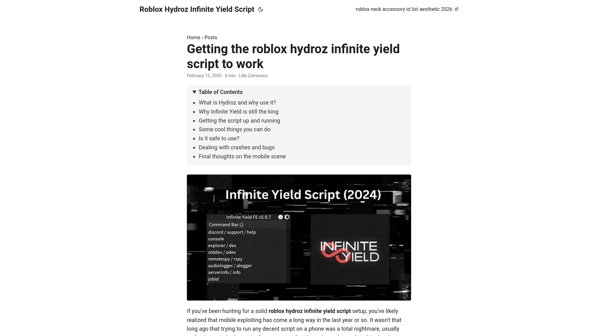 website screenshot of https://roblox-hydroz-infinite-yield-script.pages.dev/
