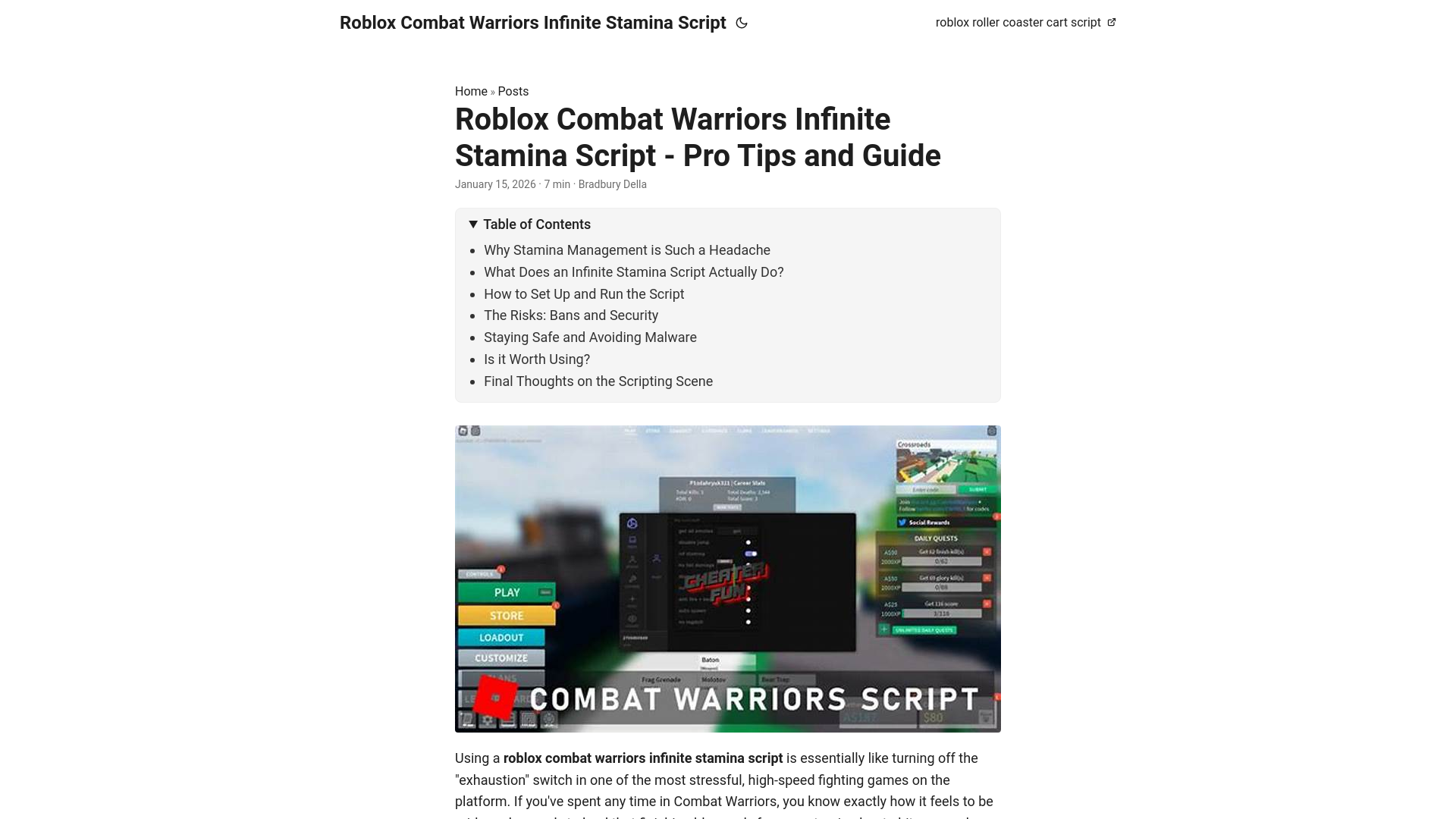 website screenshot of https://robloxcombatwarriorsinfinitestaminascript.pages.dev/