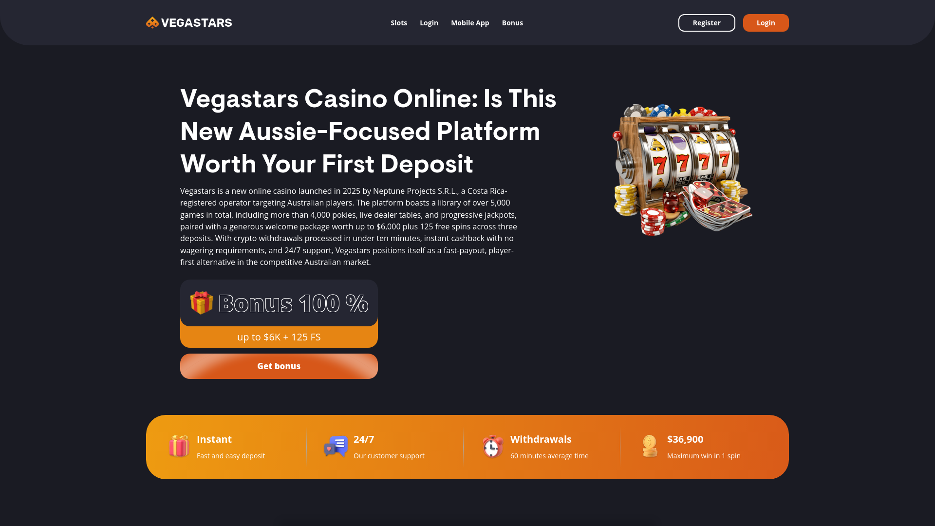 website screenshot of https://vegastars-casino.ltd/