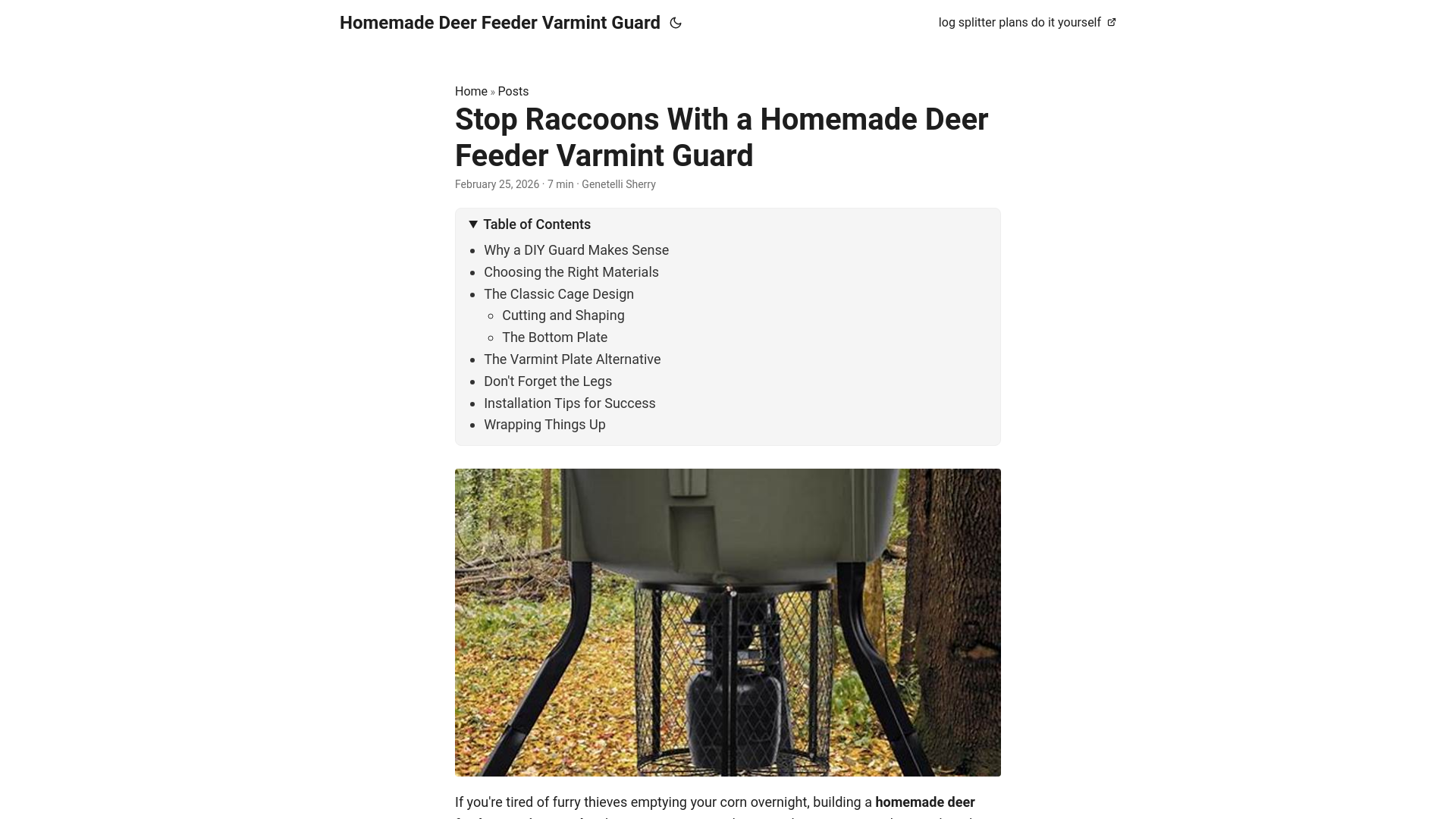 website screenshot of https://homemade-deer-feeder-varmint-guard.pages.dev/