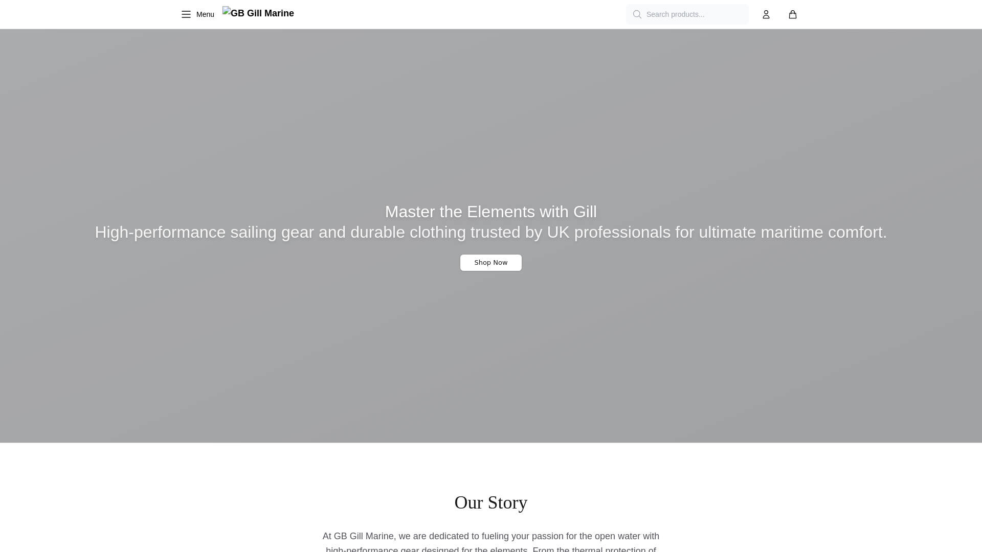 website screenshot of https://gillmarine.shop/