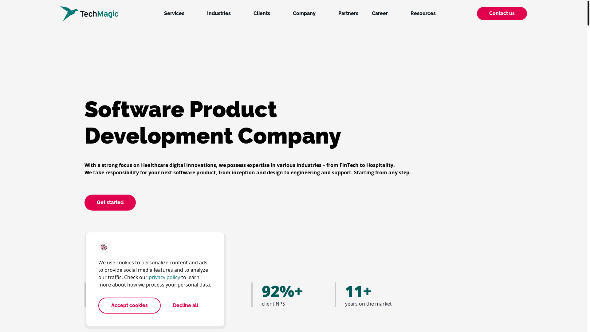 website screenshot of https://devtechmagic.com/