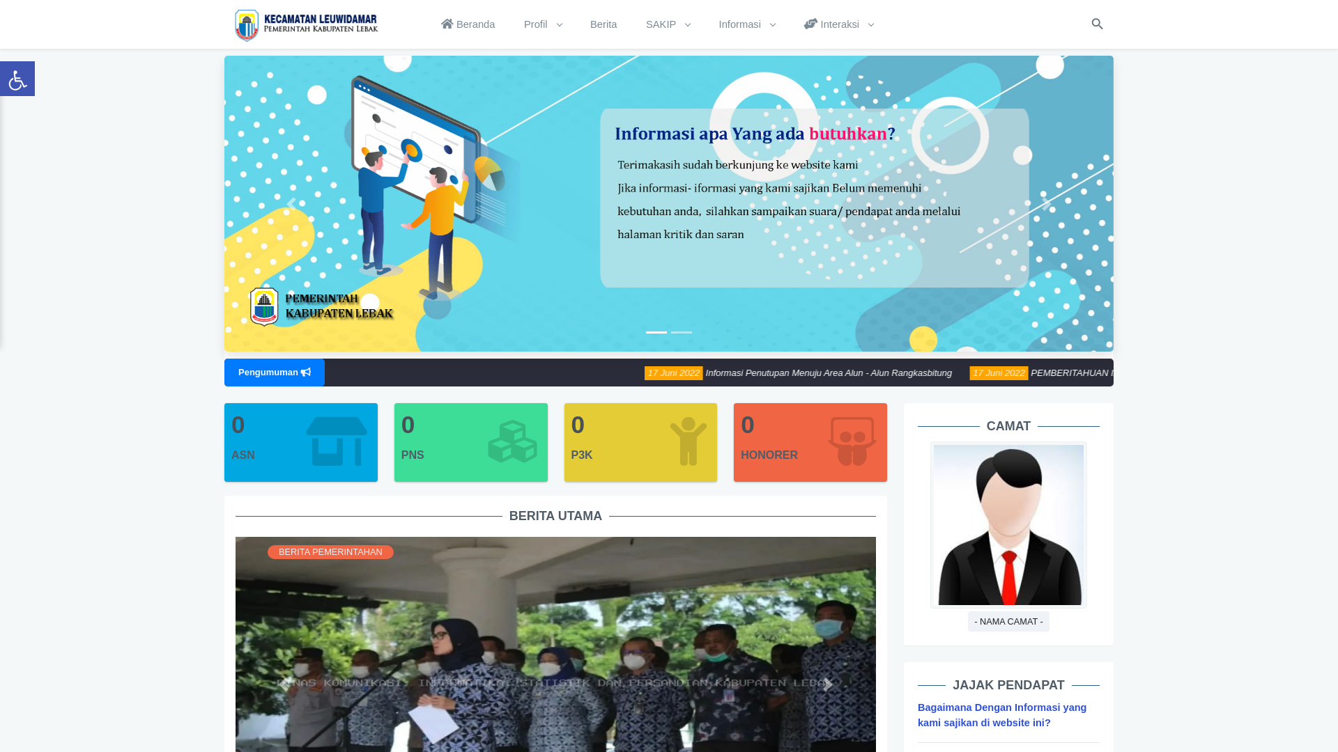 website screenshot of https://leuwidamar.lebakkab.go.id/