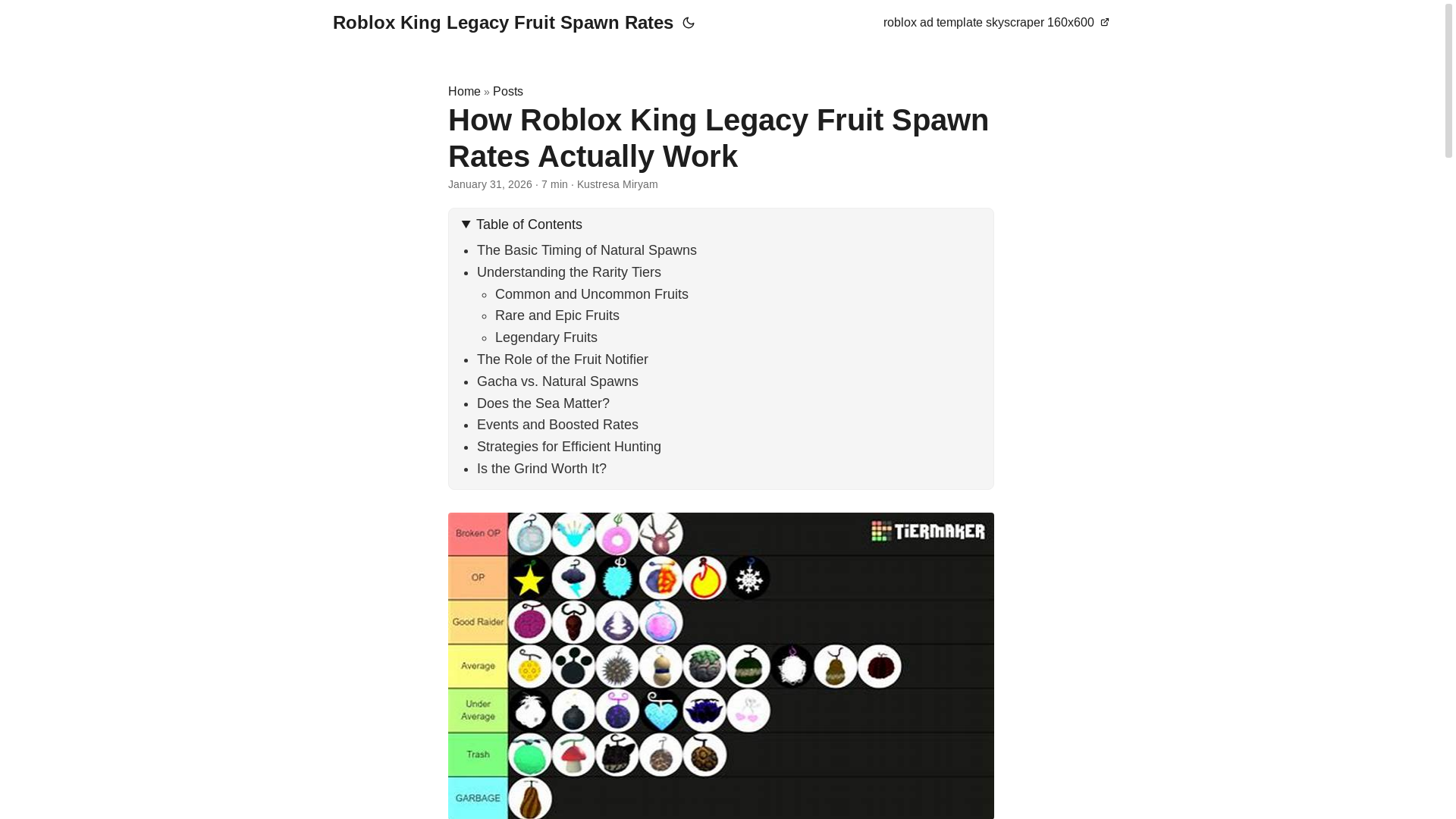 website screenshot of https://roblox-king-legacy-fruit-spawn-rates.pages.dev/
