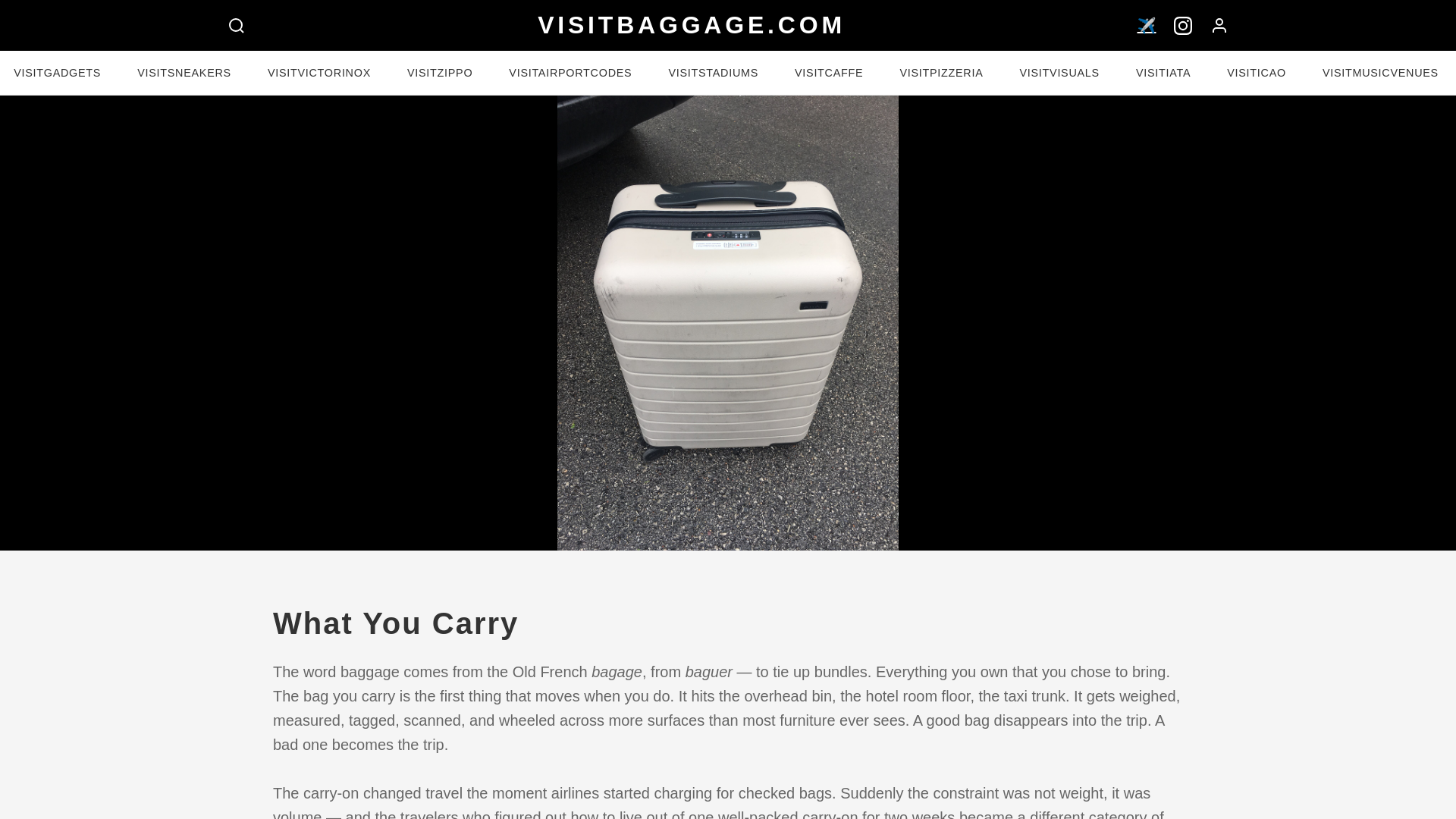 website screenshot of https://visitbaggage.com/