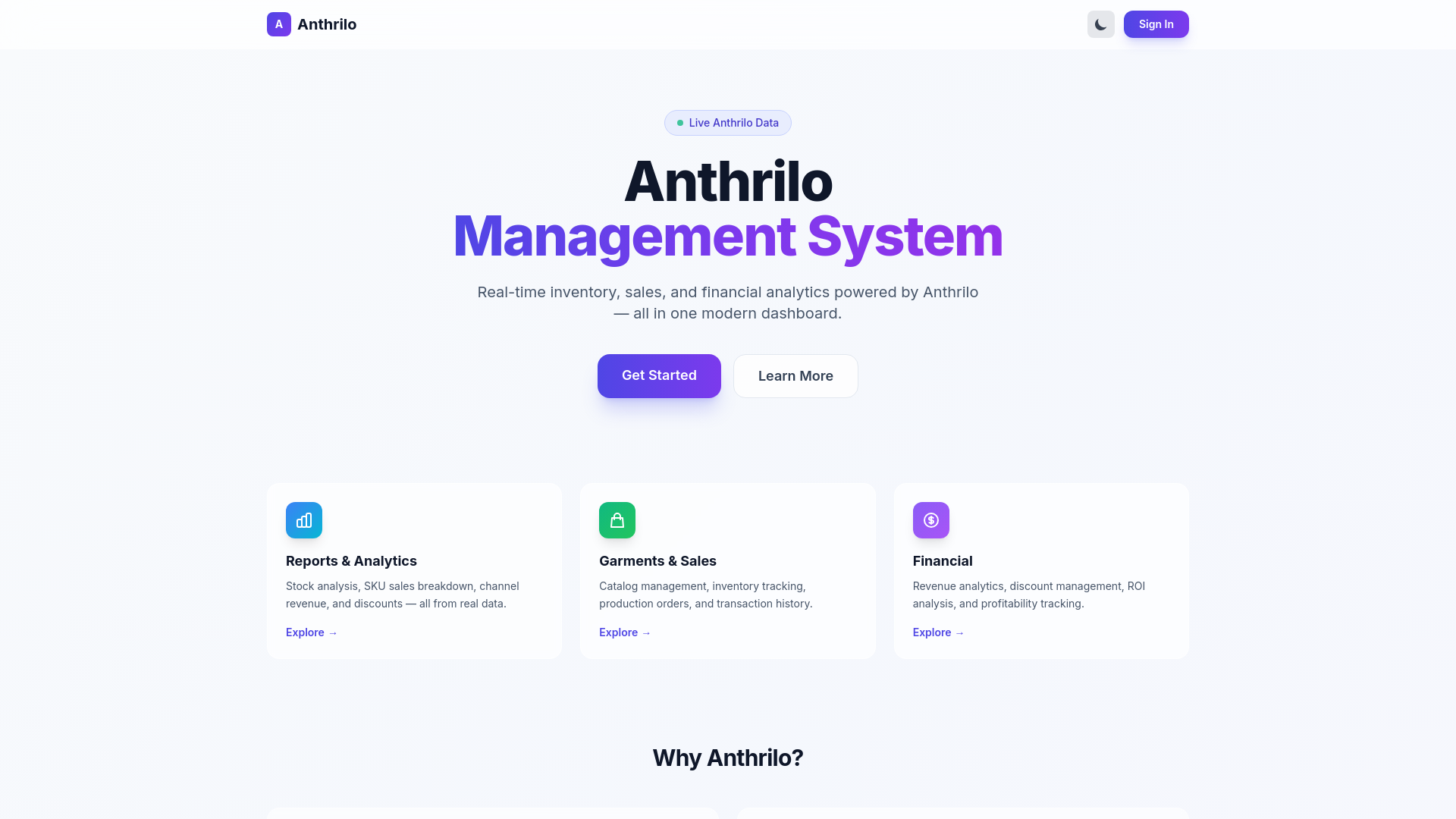 website screenshot of https://stocknest.cloud/