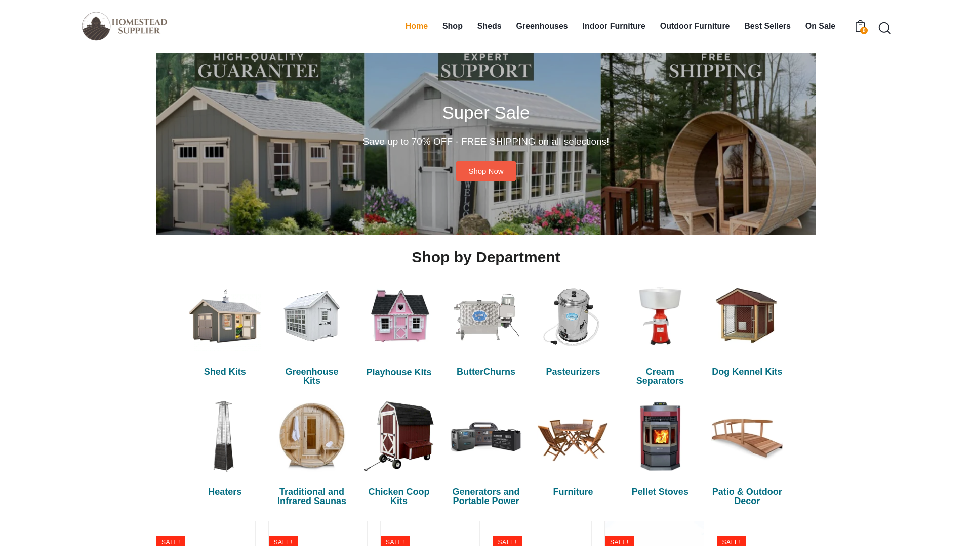 website screenshot of https://homesteadyard.com