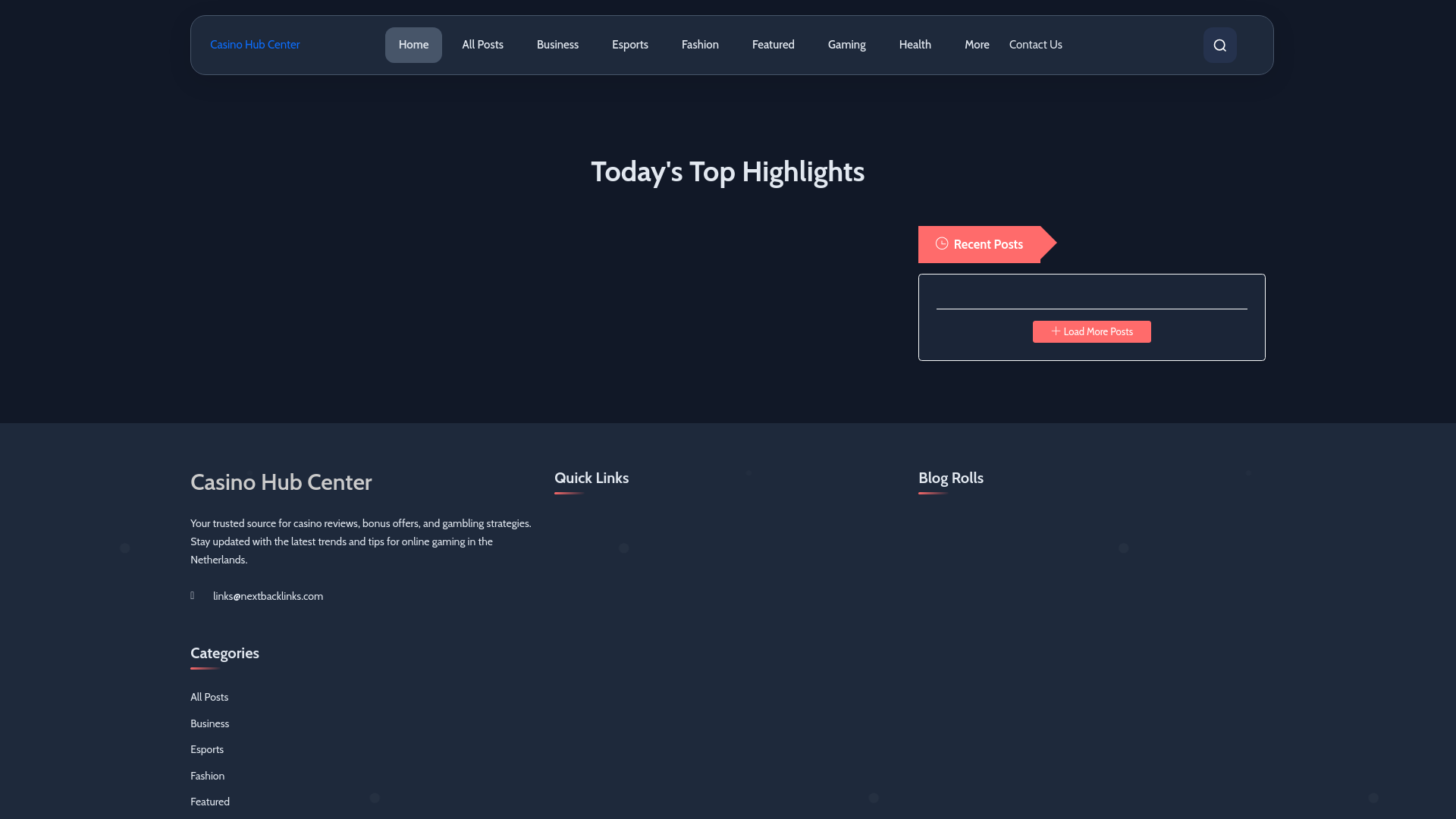 website screenshot of https://casinohubcenter.nl/