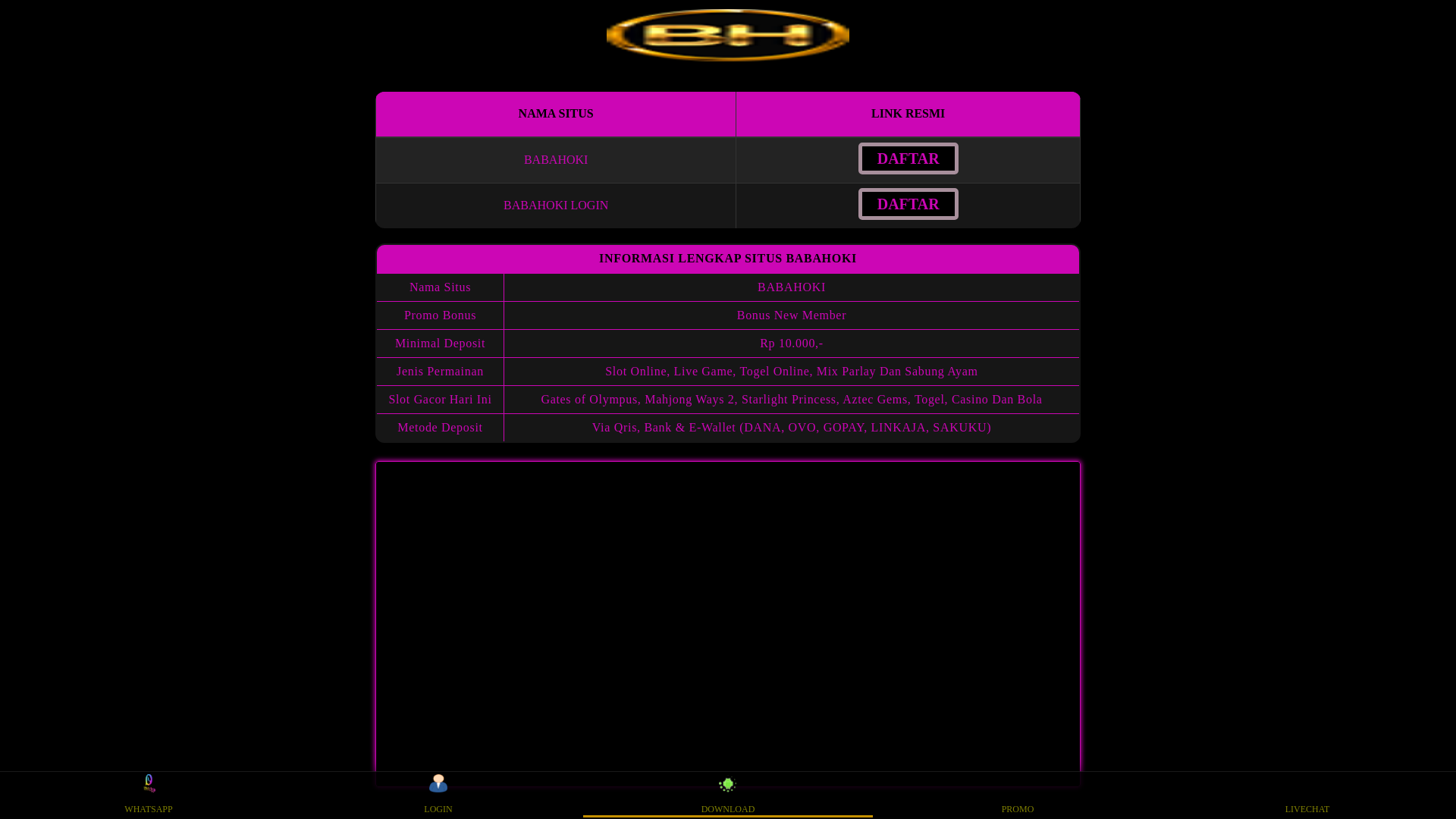 website screenshot of https://seranganbabaho.pages.dev/