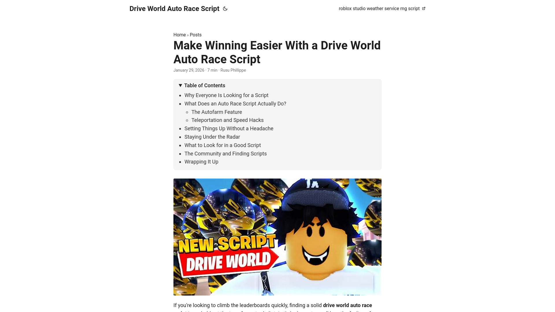 website screenshot of https://drive-world-auto-race-script.pages.dev/