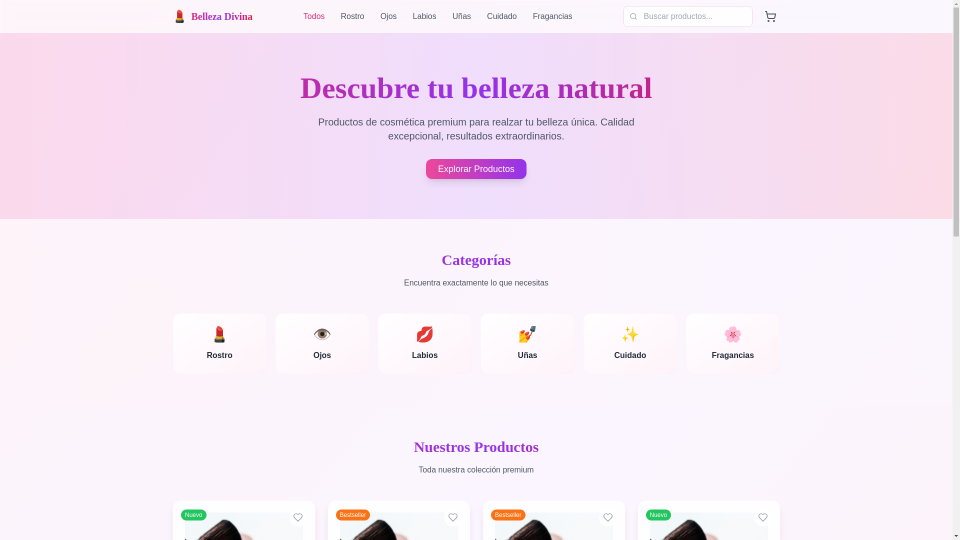 website screenshot of https://bellezadivinas.pages.dev/