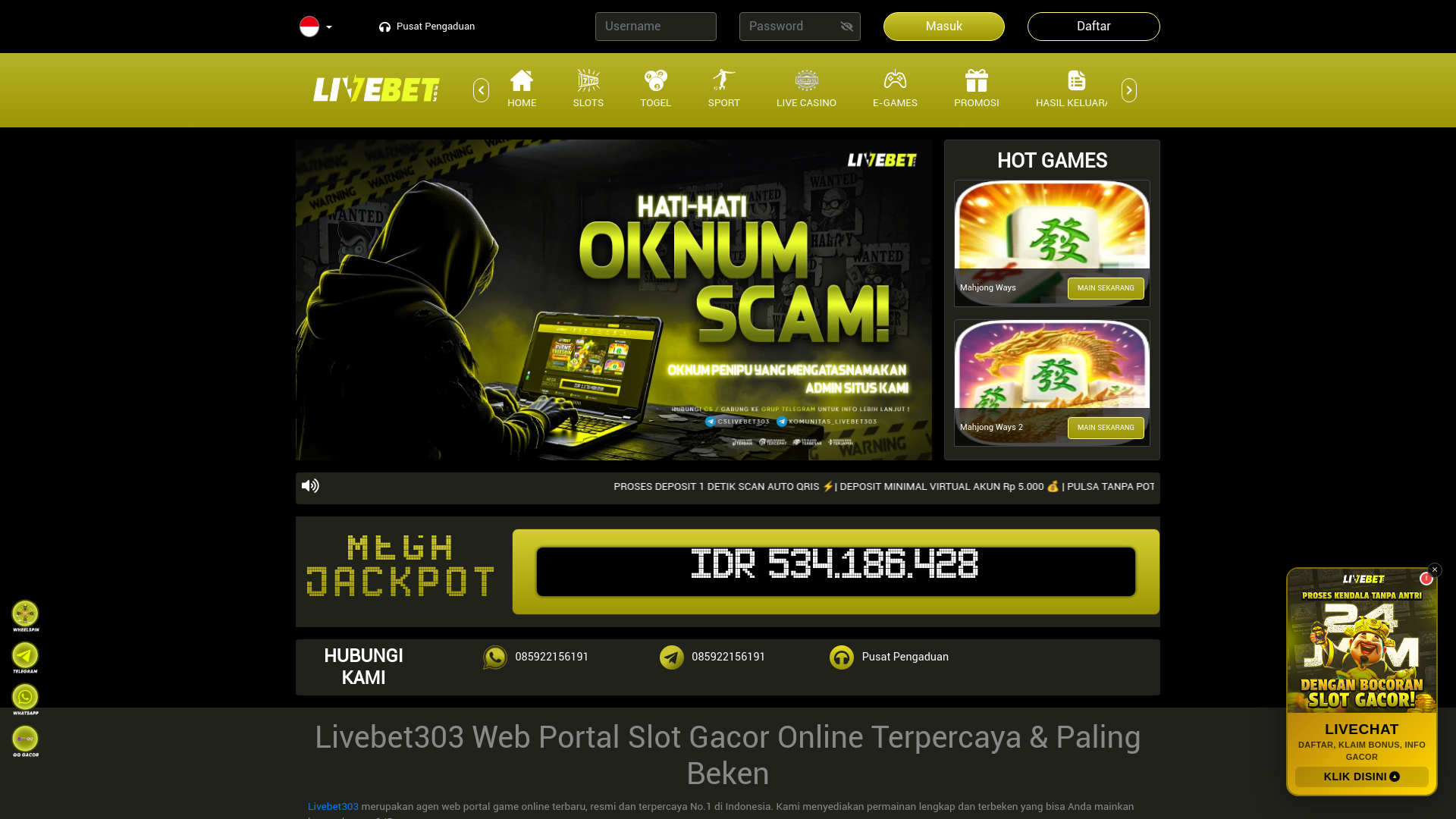 website screenshot of https://17livebet303.casa