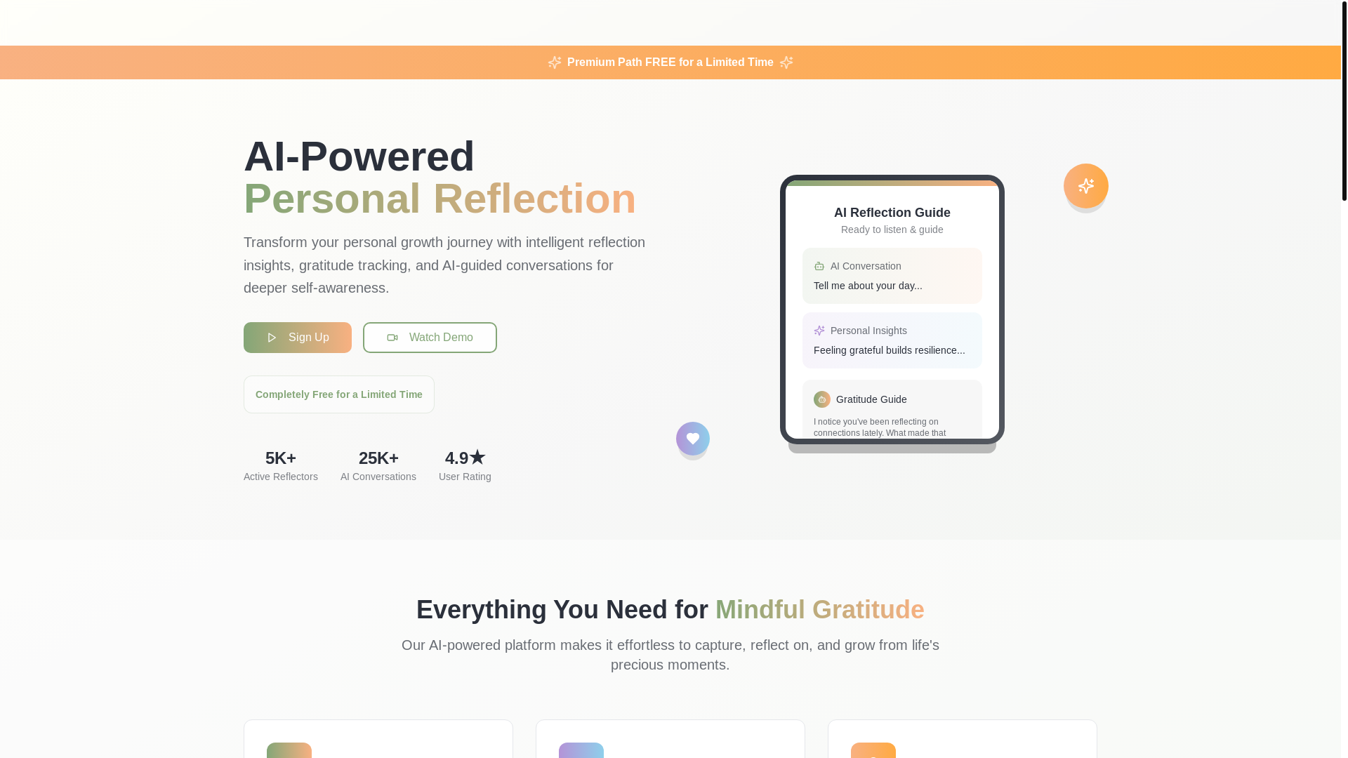 website screenshot of https://myreflect.ai/