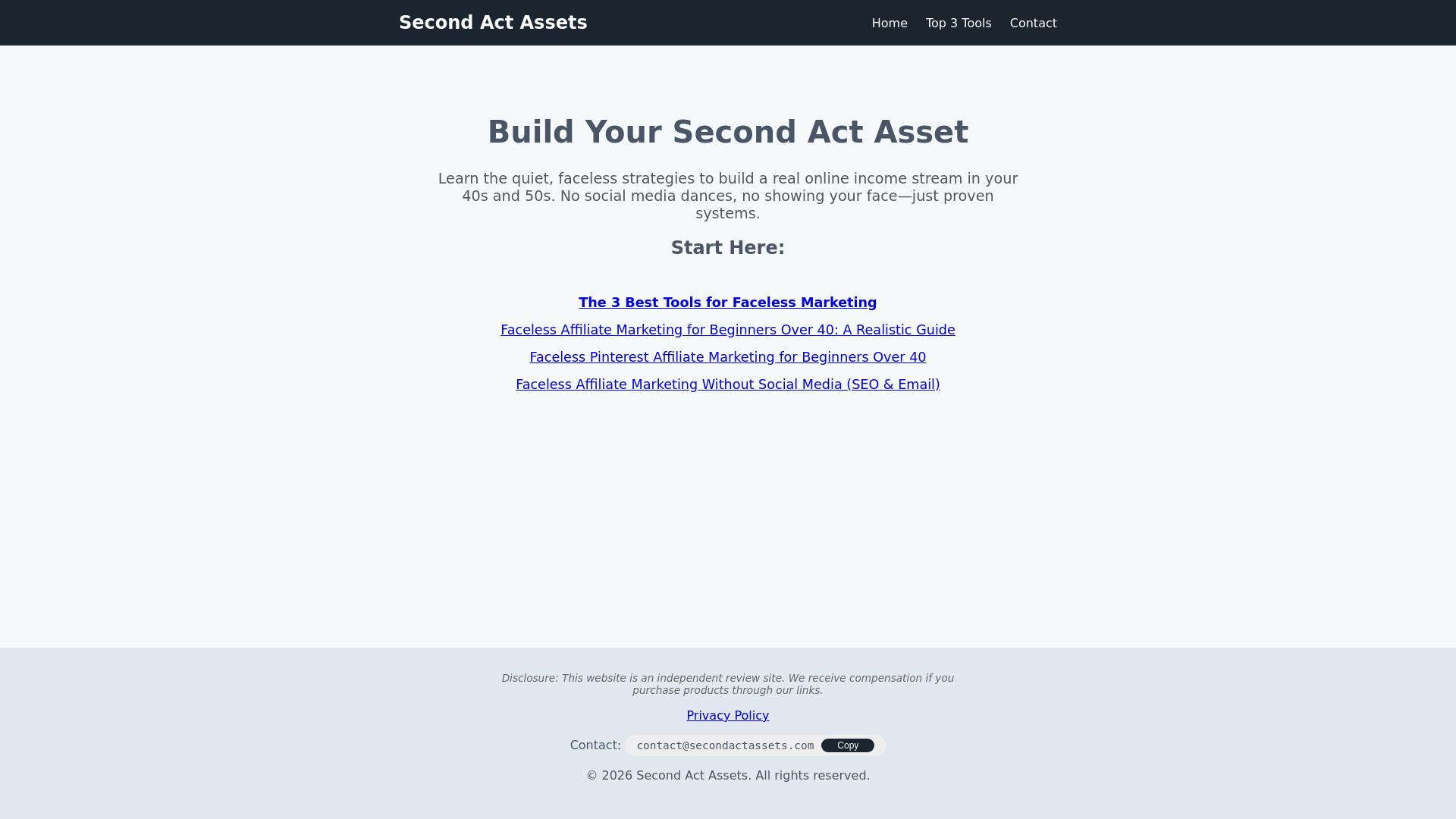 website screenshot of https://secondactassets.com/