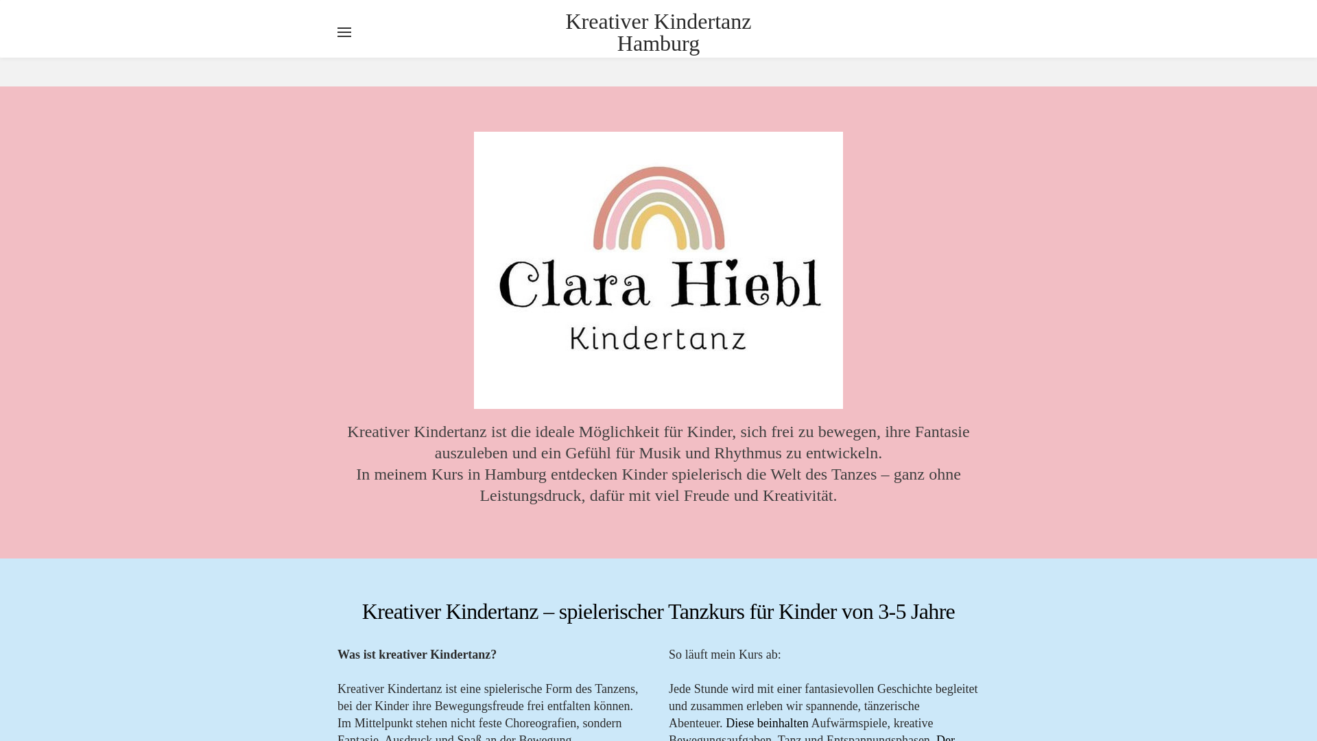 website screenshot of https://kreativer-kindertanz.de
