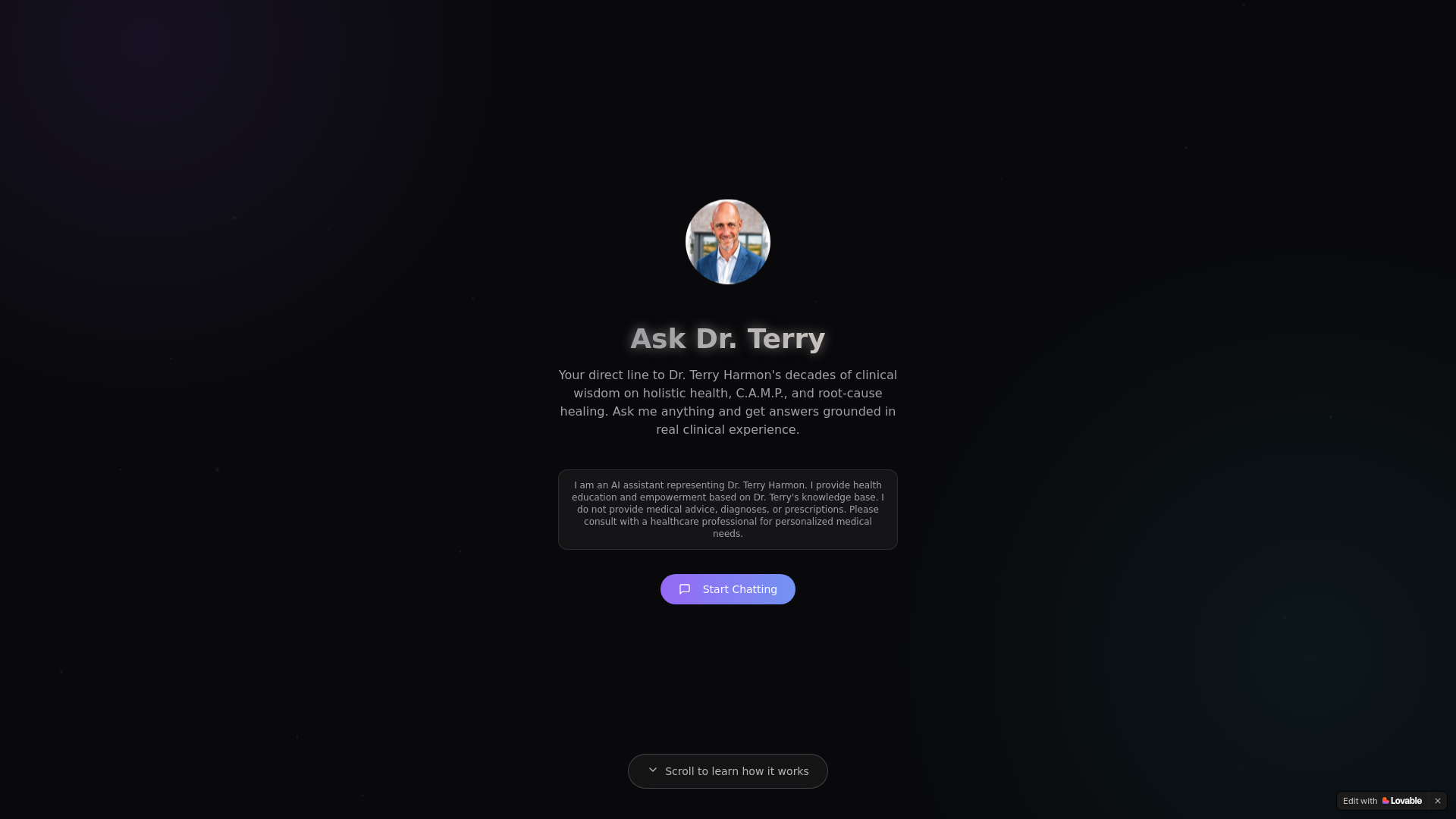 website screenshot of https://askdrterry.ai/