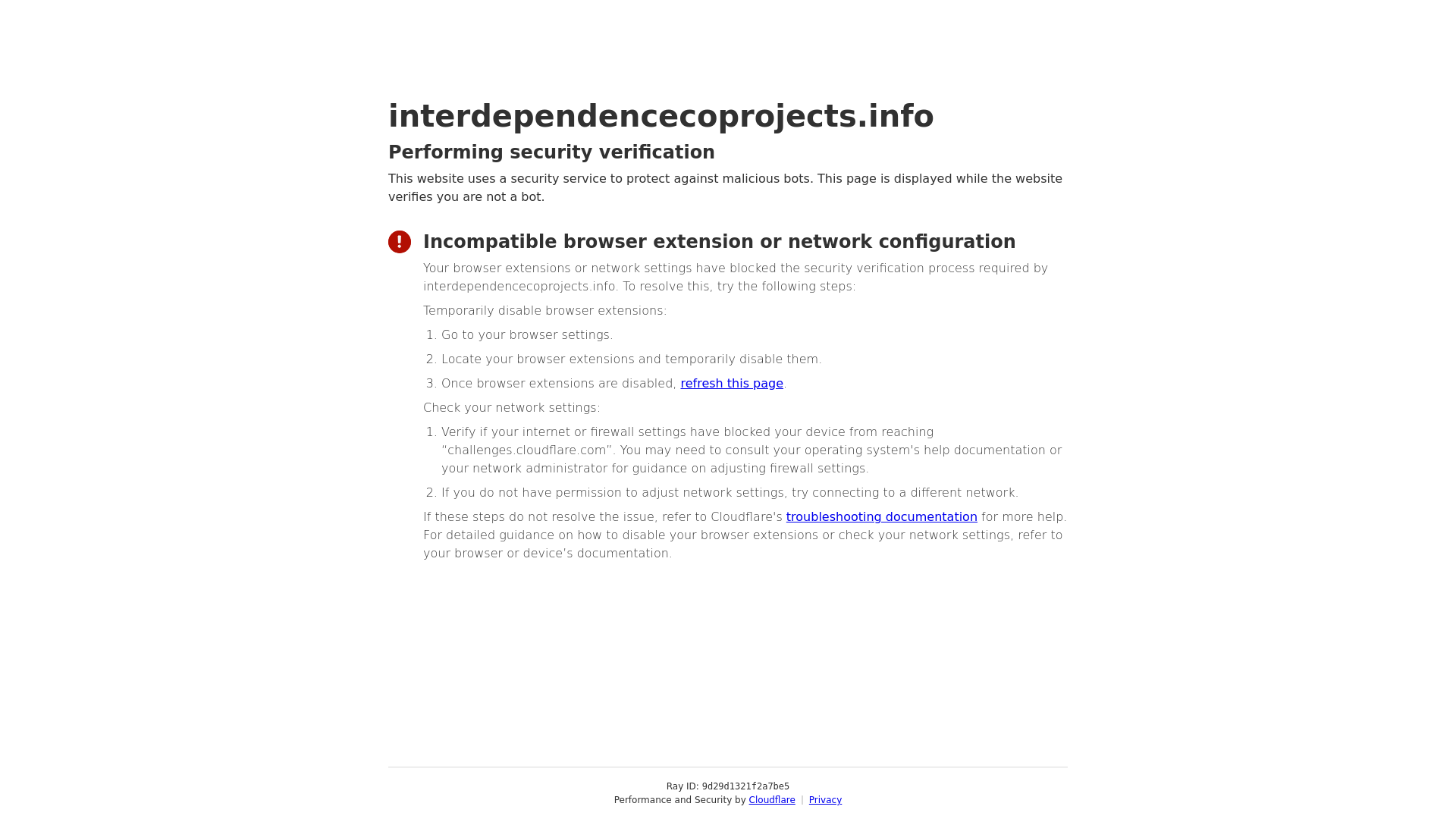 website screenshot of https://interdependencecoprojects.info/