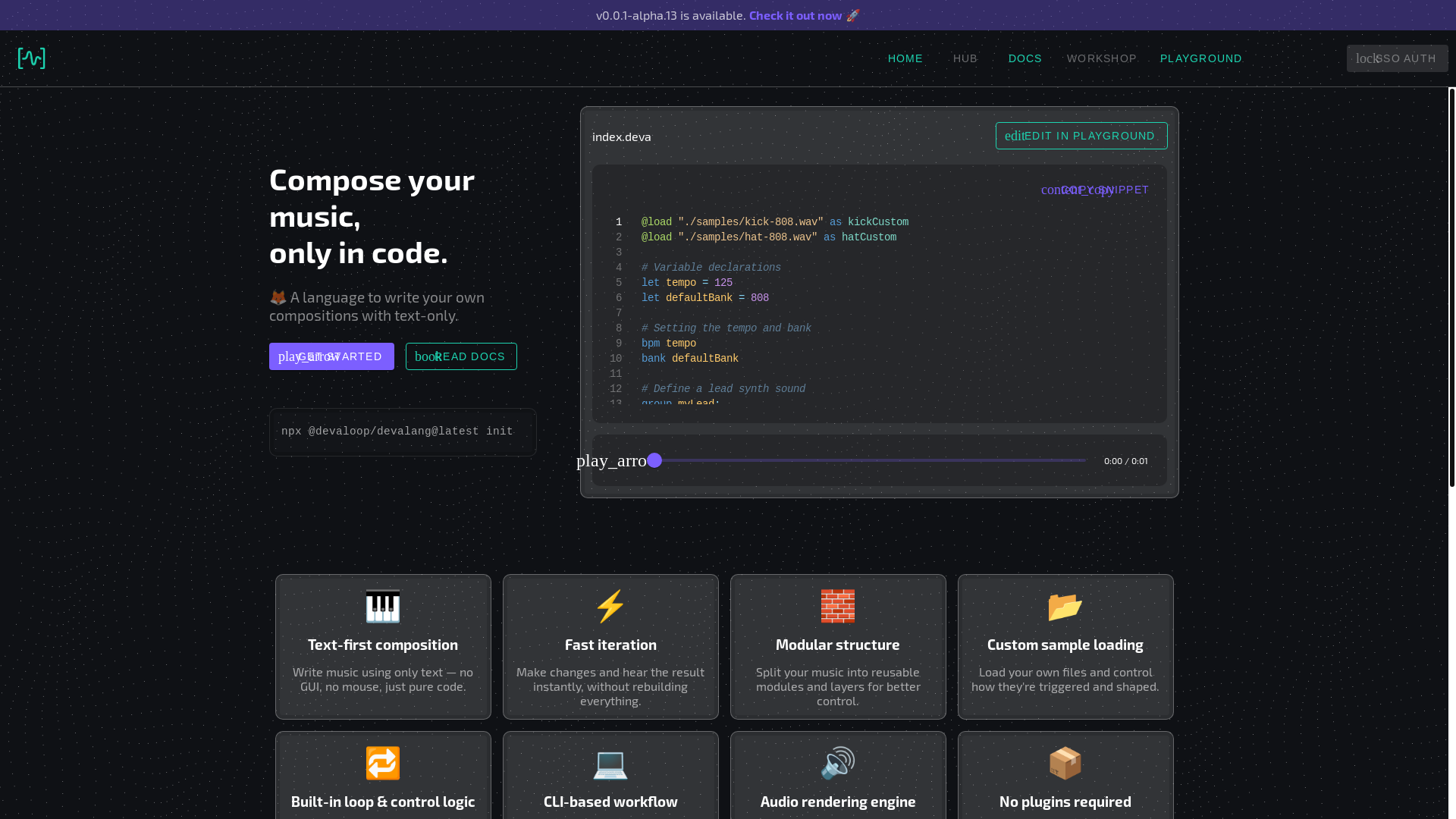 website screenshot of https://devalang-home.pages.dev/