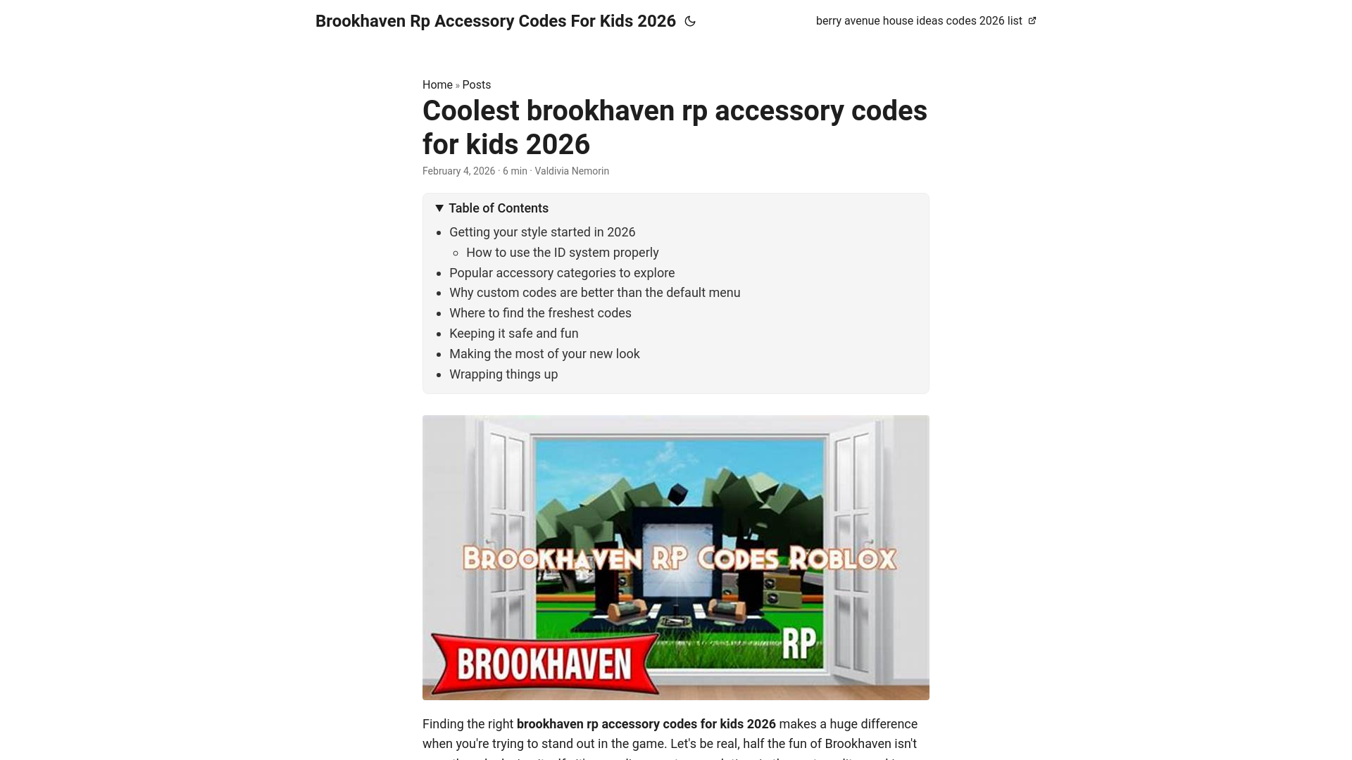 website screenshot of https://brookhaven-rp-accessory-codes-for-kids-2026.pages.dev/
